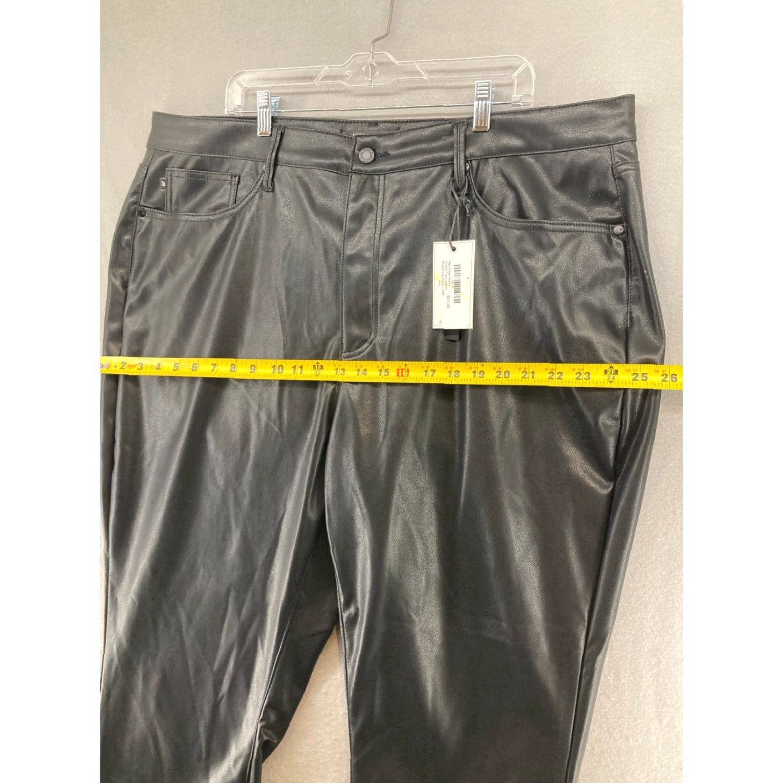 Vintage Judy Blue Pleather Pants Womens 24W Faux Black Leather NWT High Rise Straight Pants Size 42" / US 20 - 3 Thumbnail