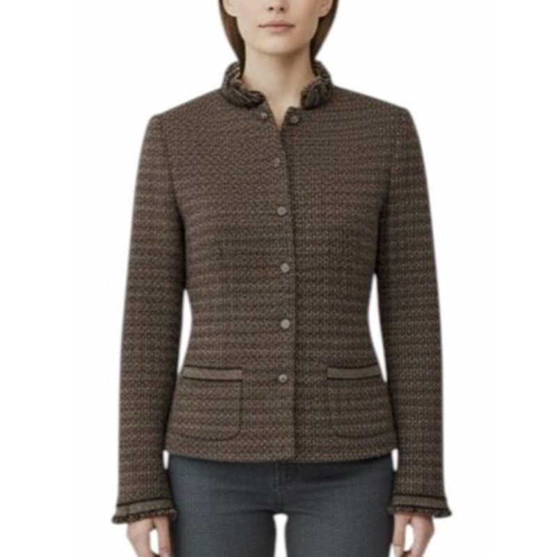 Elie Tahari Elie Tahari Tweed Blazer Jacket Velvet Trim Reversible XS/S Size XS / US 0-2 / IT 36-38 - 2 Thumbnail