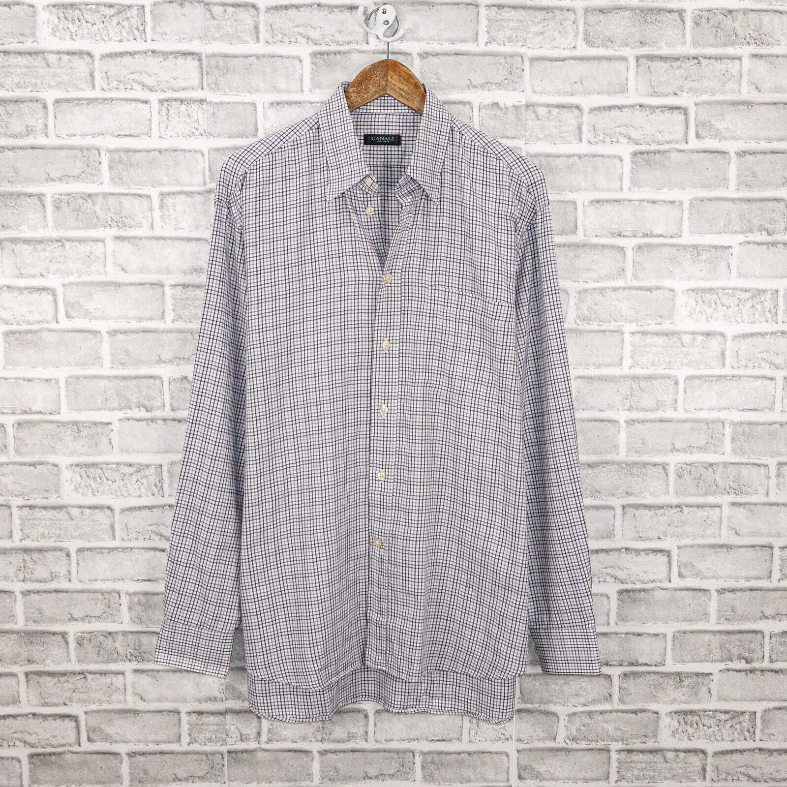 Canali CANALI Sportwear Button up Shirt Purple Black Grid check Size US L / EU 52-54 / 3 - 2 Thumbnail