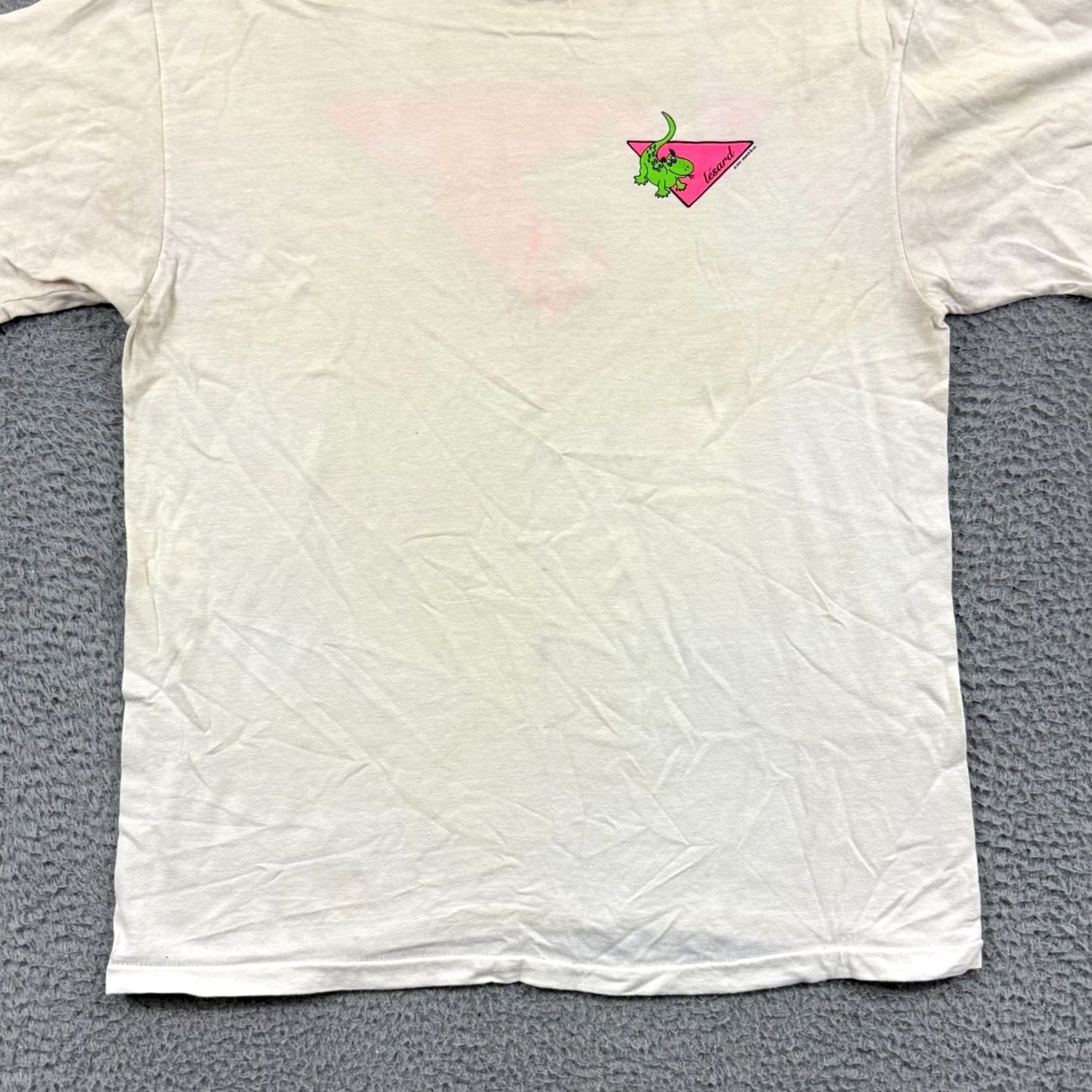 Hanes VINTAGE Hanes T-Shirt Adult Large White Crew Neck Short Sleeve 90s Dinosaur USA Mens Size US L / EU 52-54 / 3 - 4 Thumbnail