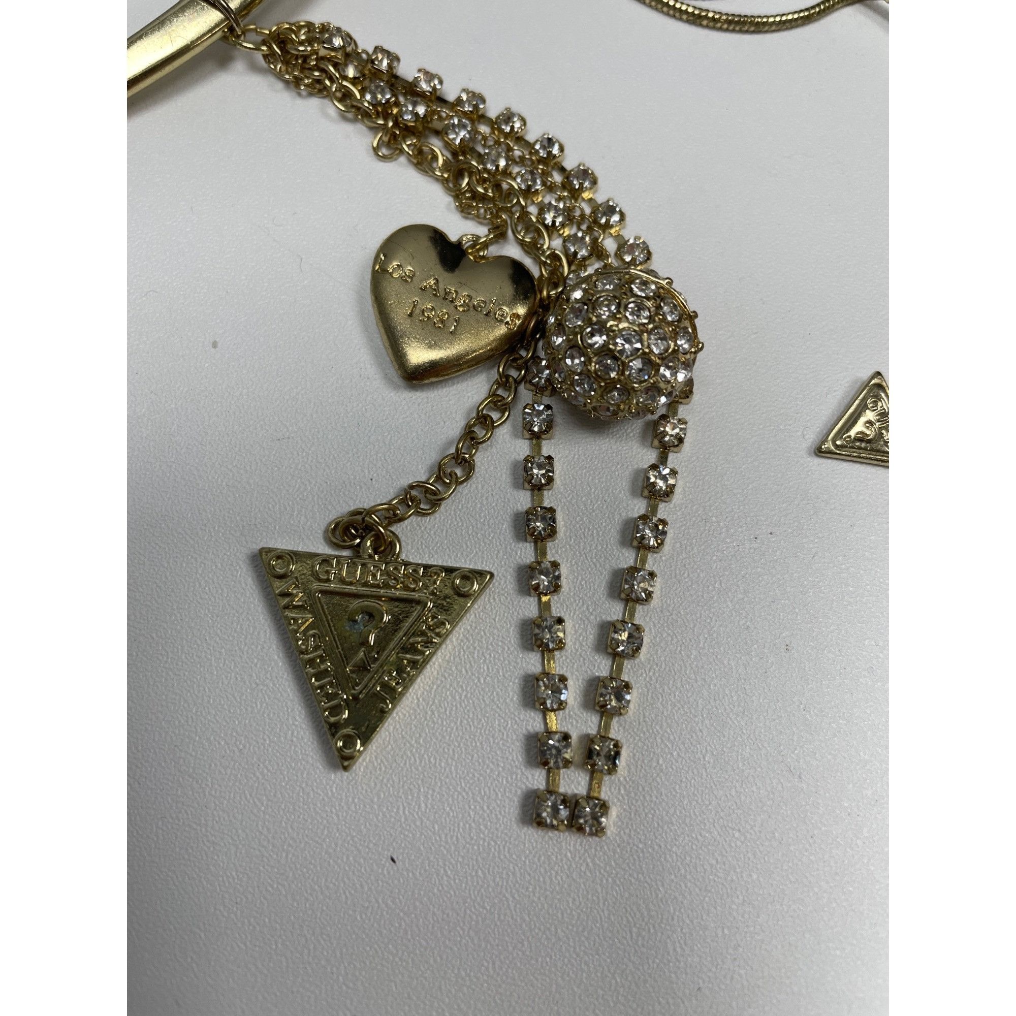 Guess Guess wms gold plated faux diamonds 20" charmed necklace SKU Size ONE SIZE - 5 Thumbnail