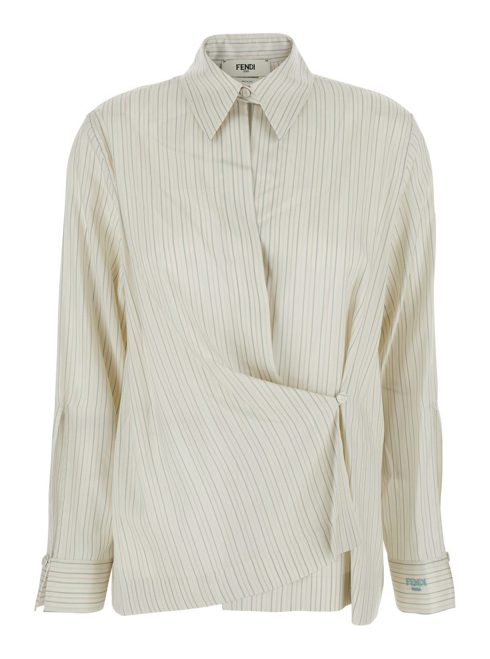 Fendi White Shirt with Point Collar and Asymmetrical Closure in Silk Woman Size M / US 6-8 / IT 42-44 - 1 Thumbnail