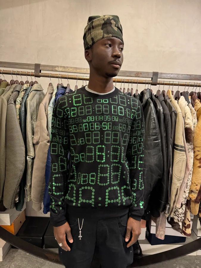 Moschino 2010s Moschino Black & Green Alarm Number Sweater Size US M / EU 48-50 / 2 - 2 Thumbnail