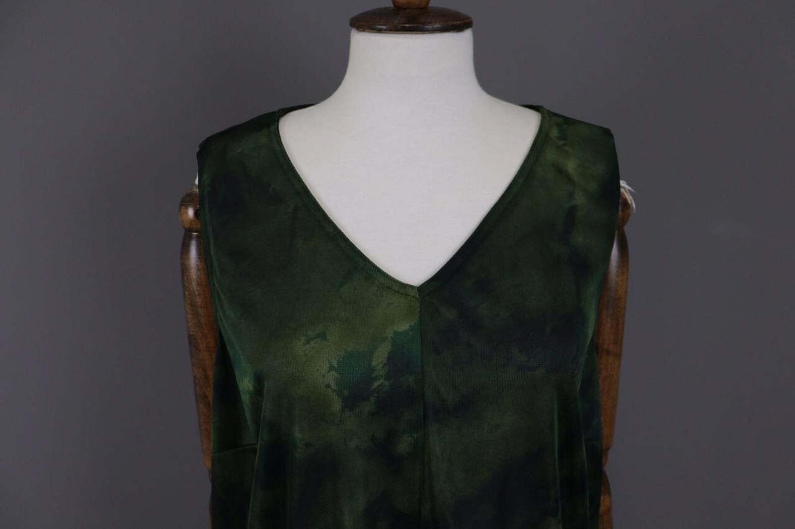 Designer Marina Sport Green Printed V-Neck Summer Knee Dress Size 27 Size M / US 6-8 / IT 42-44 - 4 Thumbnail