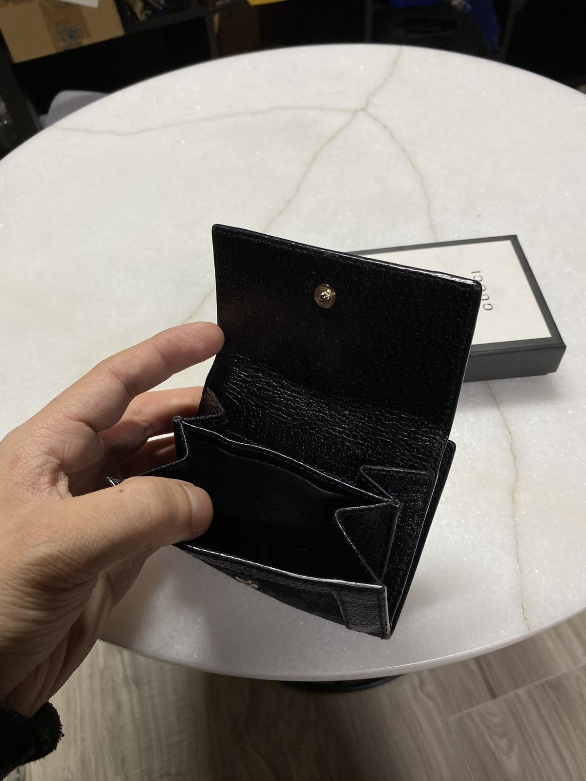 Gucci Gucci GG Monogram Black Wallet Leather Canvas Cardholder Size ONE SIZE - 8 Thumbnail