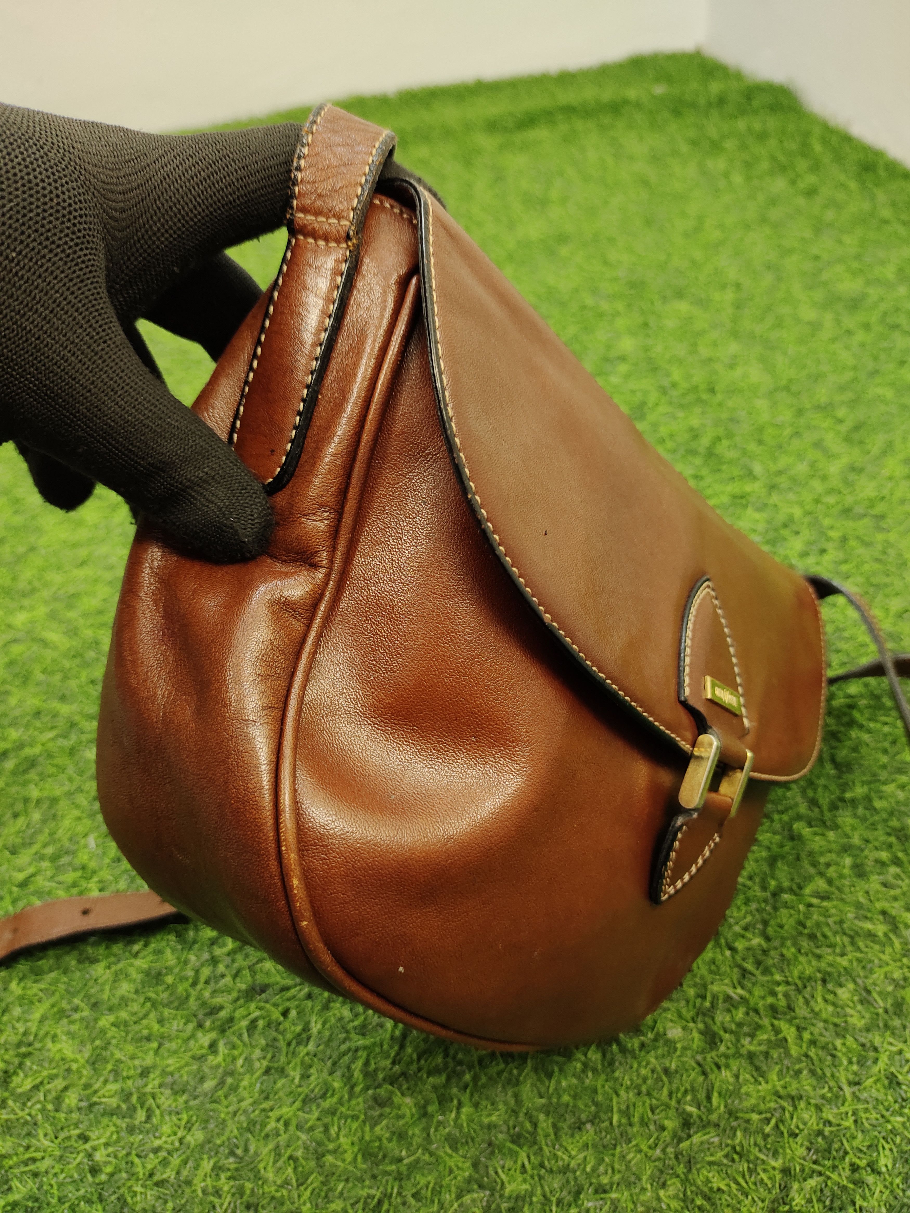 Leather Vintage Gold Pfeil Handmade Patina Leather Sling Bag Size ONE SIZE - 12 Thumbnail