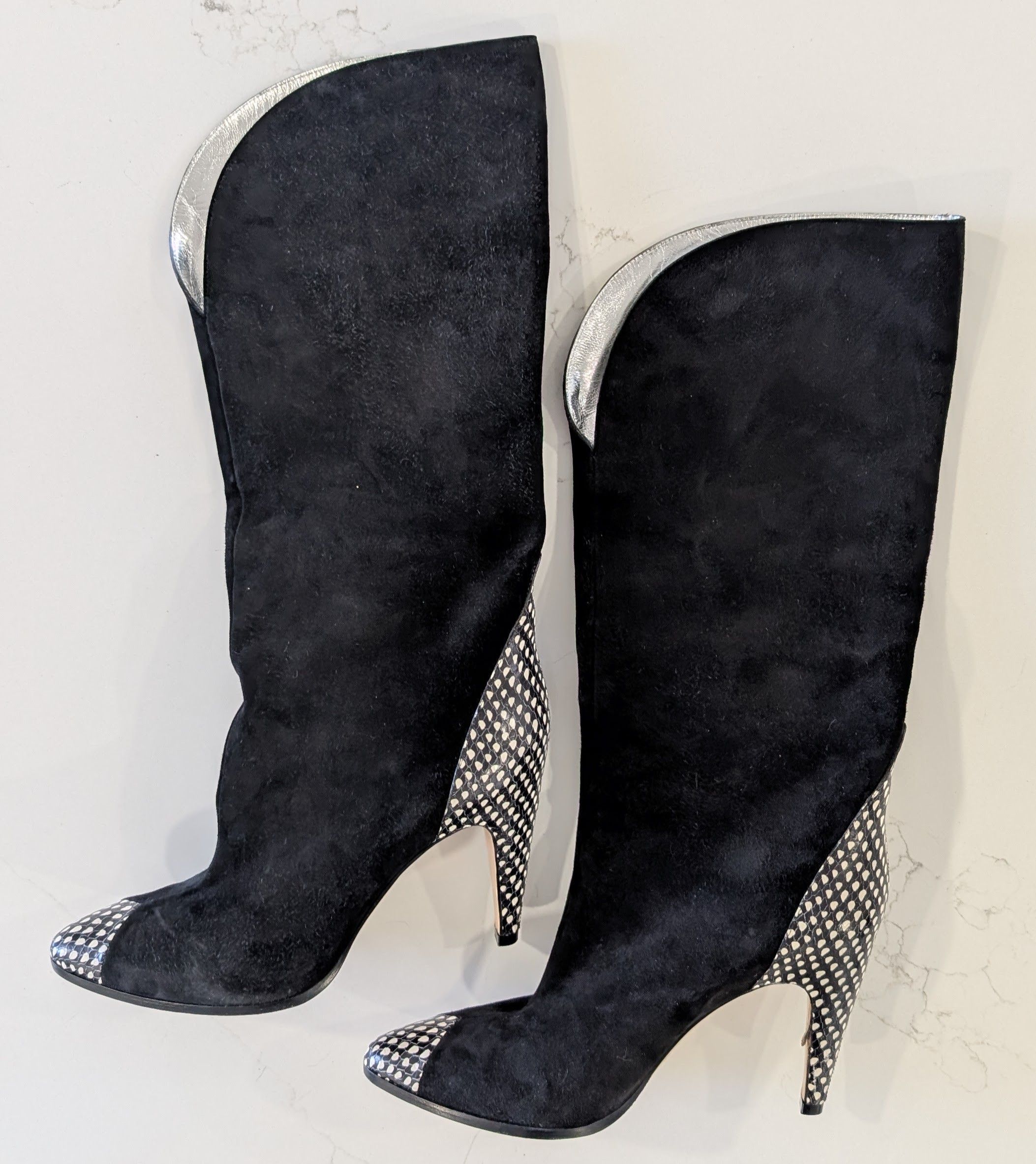 Givenchy Givenchy Black Suede Snake Effect Knee High Boots Size 37.5 Size US 7.5 / IT 37.5 - 1 Thumbnail