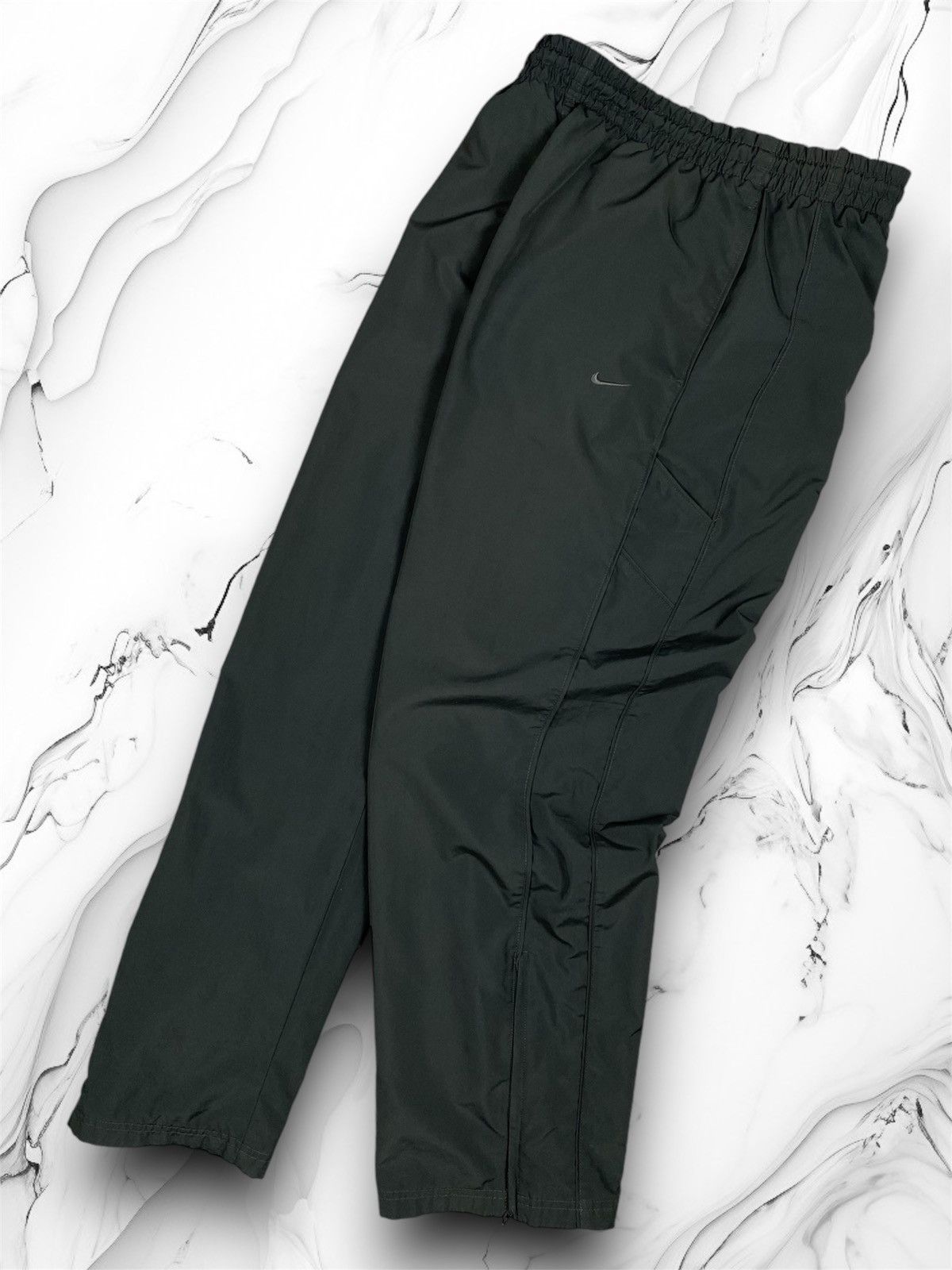 Nike × Vintage Vintage 00s Nike swoosh y2k nylon drill track pants Size US 35 - 1 Thumbnail
