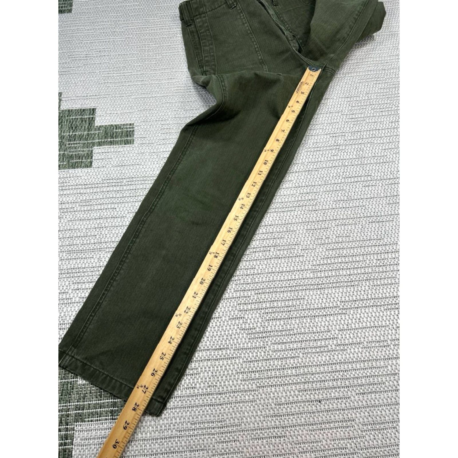 Alex Mill Alex Mill Field Pants Womens 0 Green Herringbone Cotton Mid Rise Straight Leg Size 25" / US 0 / IT 36 - 3 Thumbnail