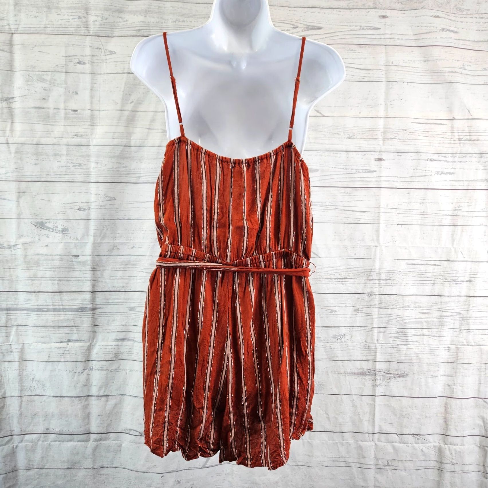 Loft LOFT Beach Romper Womens Belted Striped Sleeveless M Multicolor Spaghetti Strap One-Piece Artwear? Size 32" / US 10 / IT 46 - 4 Thumbnail
