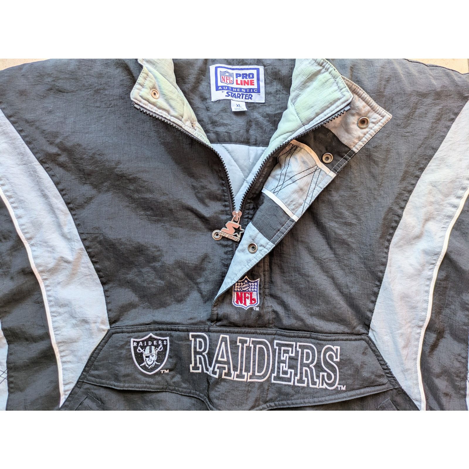NFL × Starter Oakland LA Raiders 90s STARTER puffer Pullover XL Pro vtg Size US XL / EU 56 / 4 - 3 Thumbnail