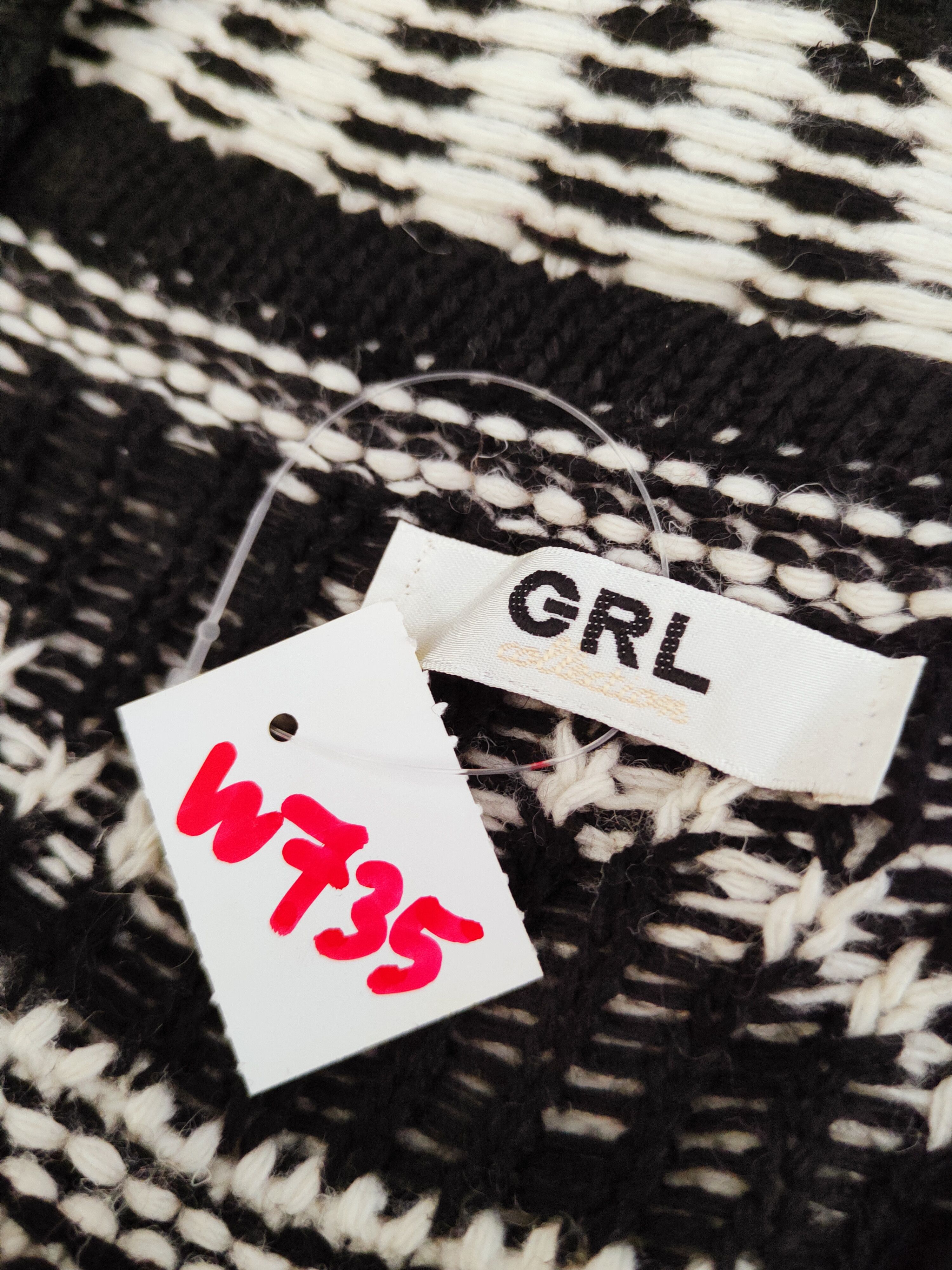 Japanese Brand DL GRL Black White motive art Knitwear Cardigan #W735 Size M / US 6-8 / IT 42-44 - 11 Thumbnail