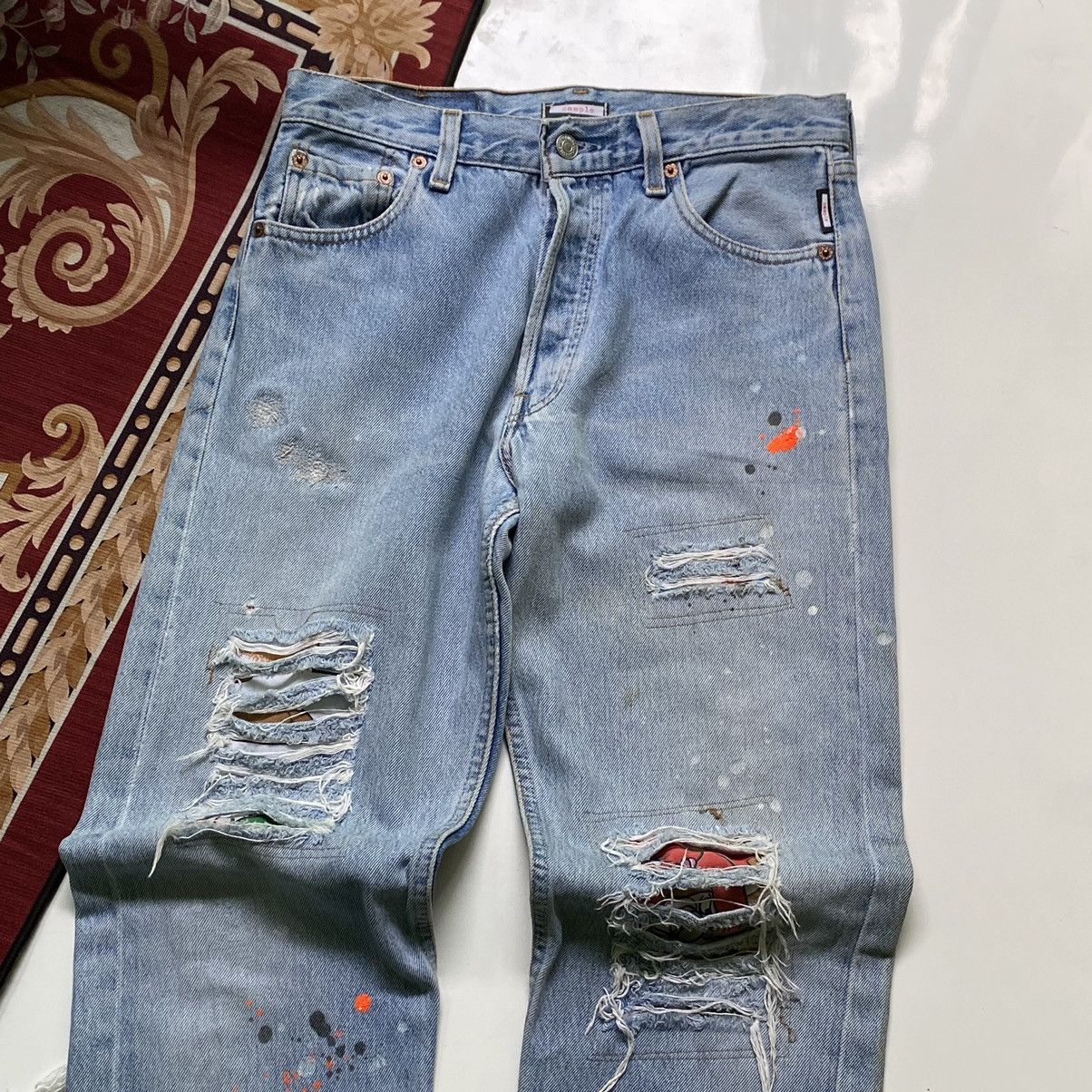 Japanese Brand × Levi's × Vintage RARE 💰 Vintage Levi’s 501 Rebuild Rips Grunge Denim " SAMPLE Size US 29 - 5 Thumbnail