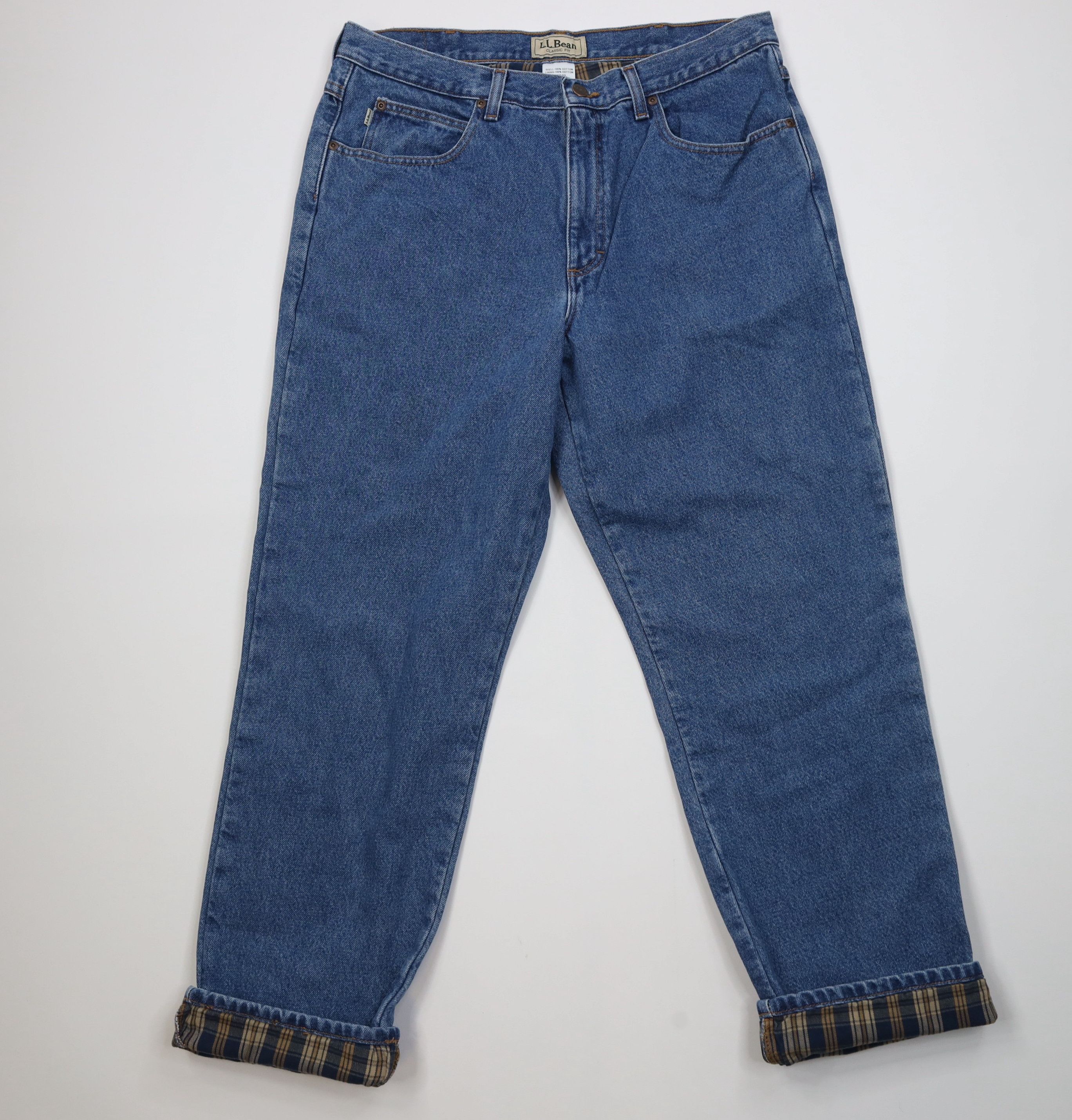 L.L. Bean Vintage 90s Y2K LL Bean Lined Straight Leg Jeans Blue Size US 36 / EU 52 - 1 Thumbnail