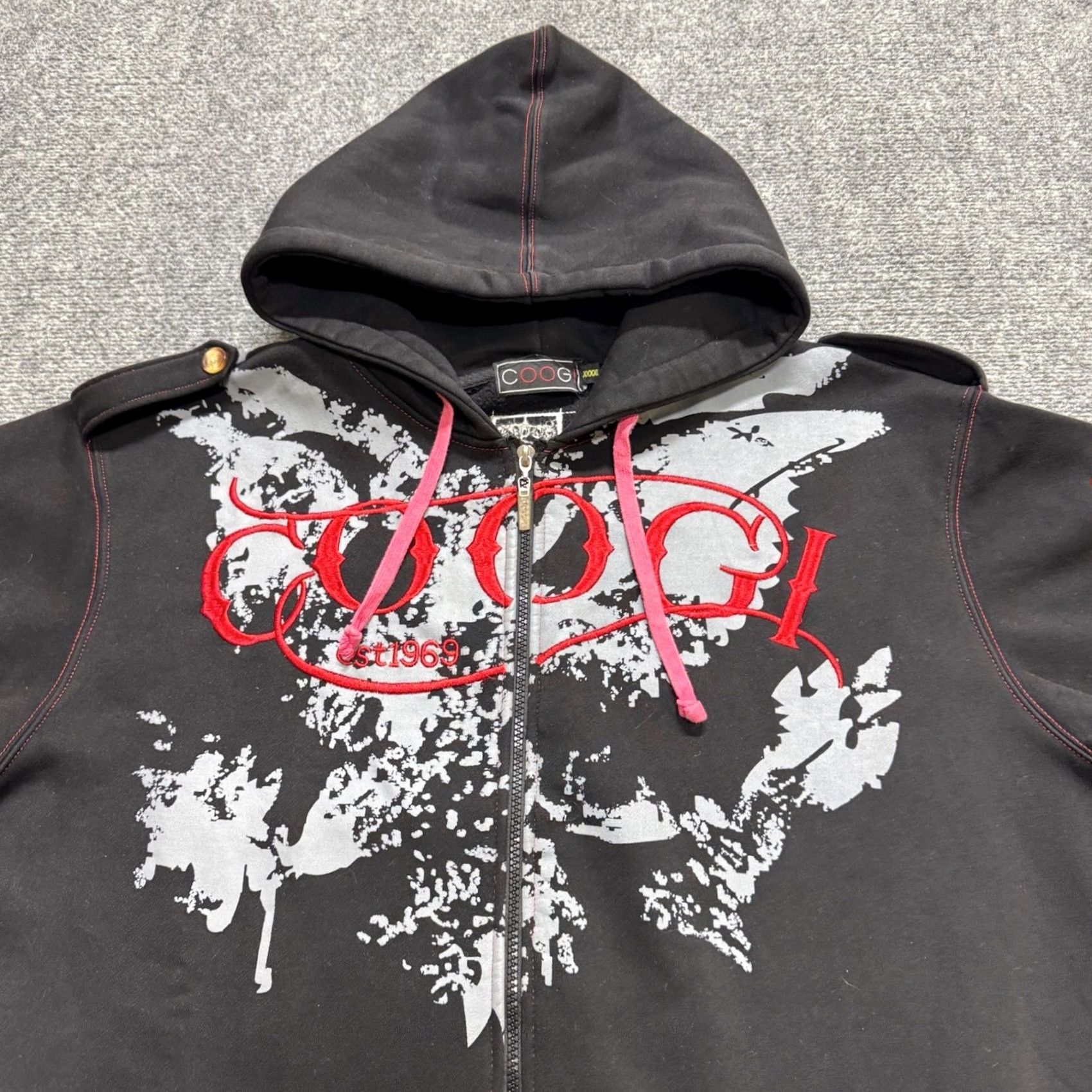 Coogi VTG COOGI Jacket Bomber Jacket 4XLT Men Black Full Zip Embroidered Skater Elbow Pads Y2K Jacket Mens Size US XXL / EU 58 / 5 - 7 Thumbnail