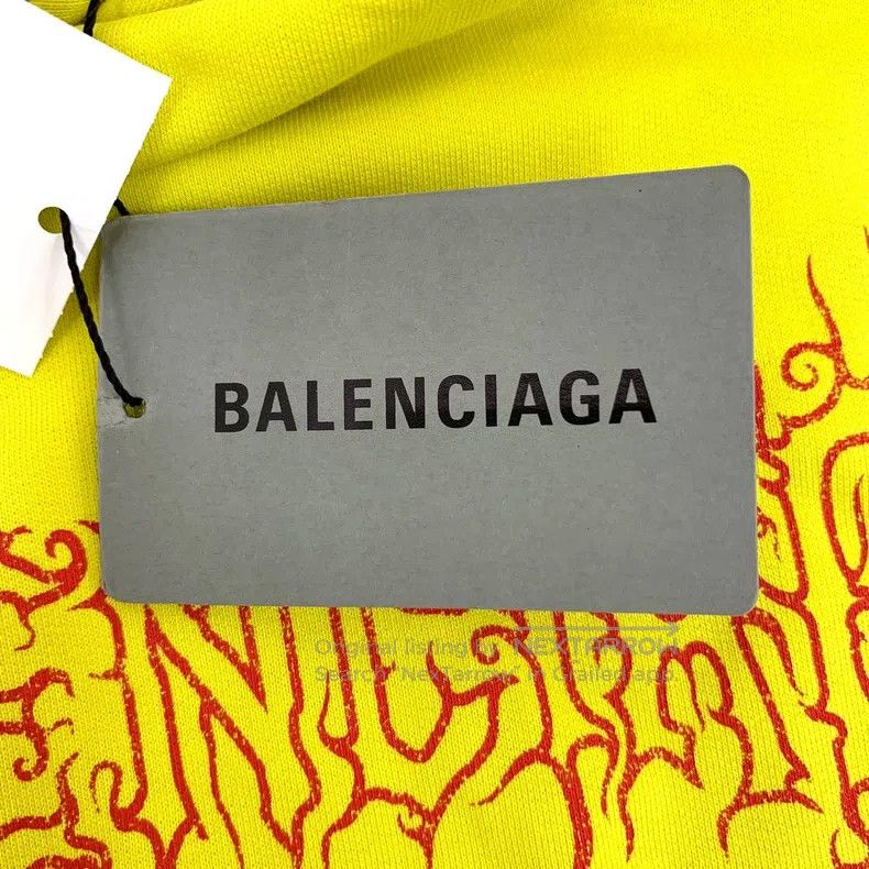 Balenciaga Balenciaga Yellow Logo Letter Flame Pattern Printed Cotton Size US M / EU 48-50 / 2 - 6 Thumbnail