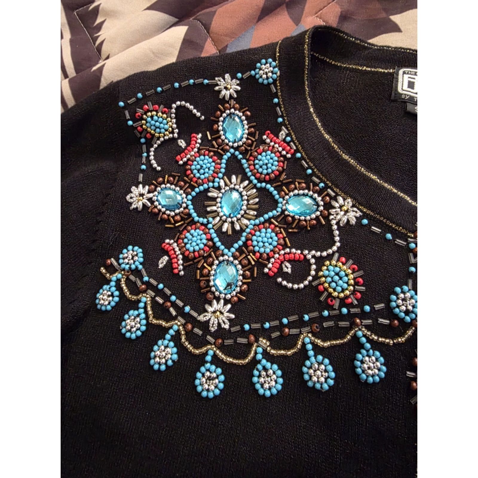 Vintage VINTAGE Berek Takako Sakon Embellished Cardigan Beaded Western Boho Black Small Size S / US 4 / IT 40 - 3 Thumbnail