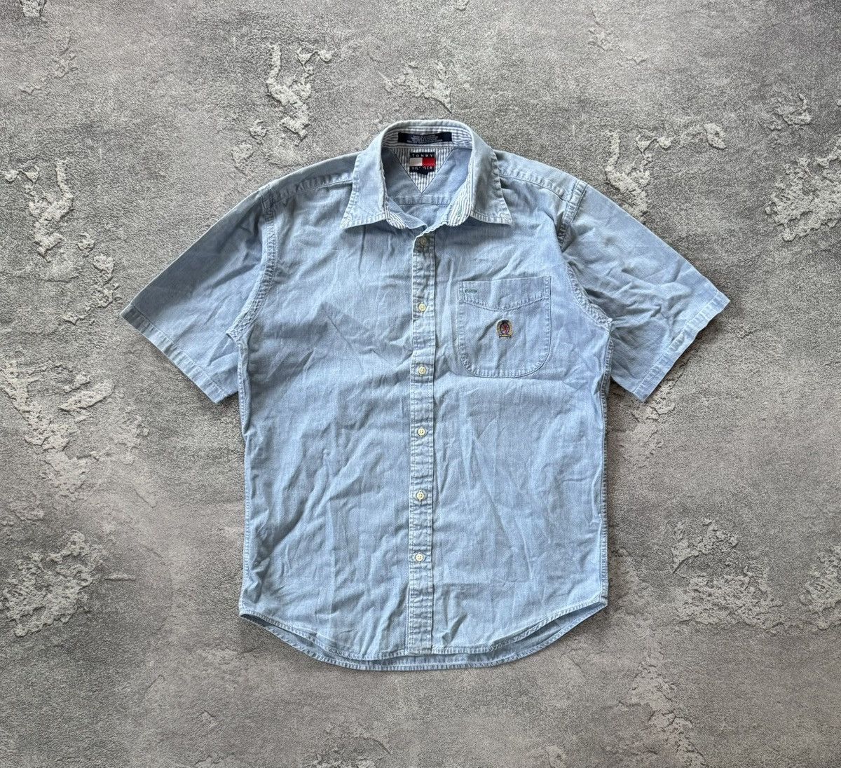 Tommy Hilfiger × Vintage Tommy Hilfiger Wmns vintage denim shirt button up polo tee Size M / US 6-8 / IT 42-44 - 9 Thumbnail