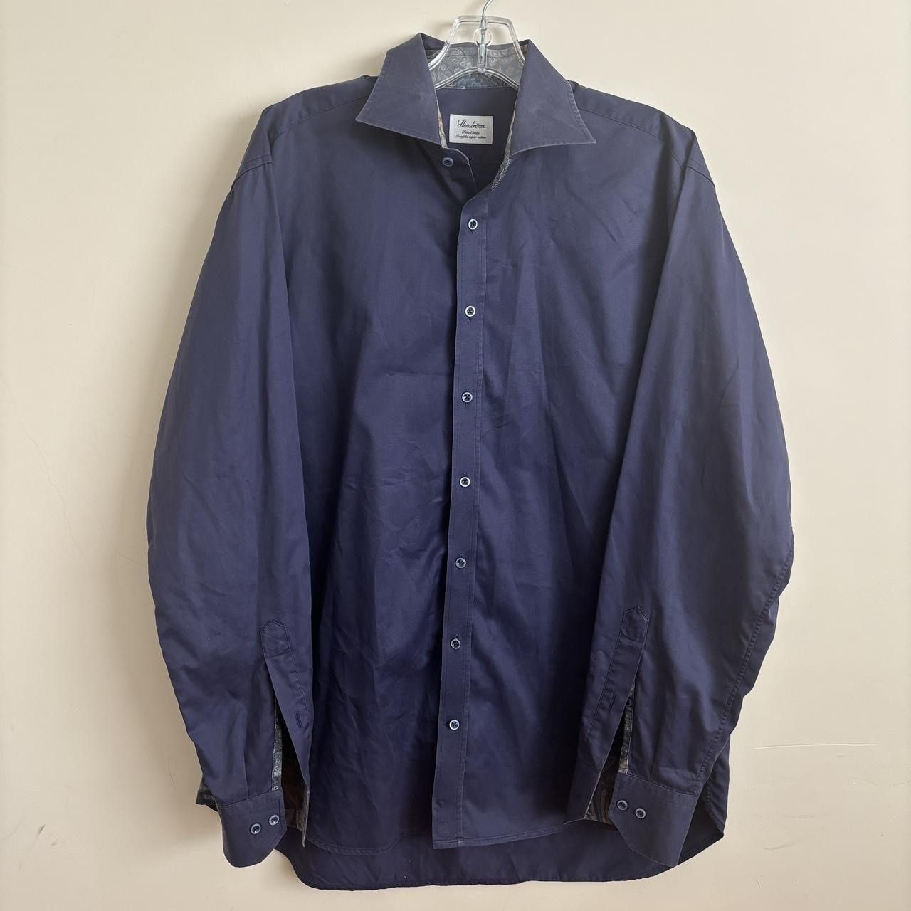 Strenstroms Stenströms Fitted Body Twofold Cotton Shirt Navy Size US L / EU 52-54 / 3 - 1 Thumbnail