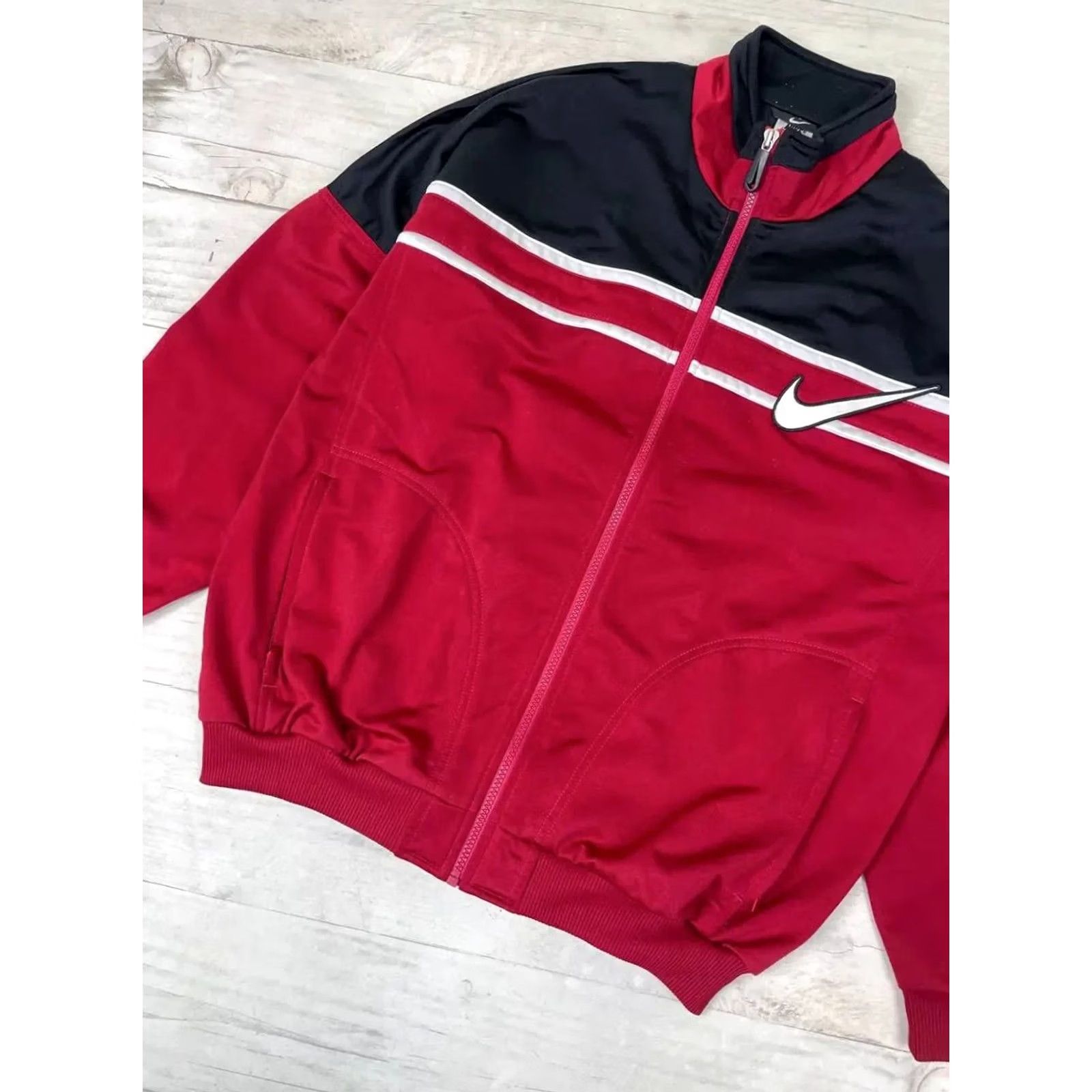 Nike VINTAGE Nike Tracksuit Jacket Nike Tracksuit Pants 90s Mens M Black Red Nike Swoosh 2 Piece Set Vintage 90s Theme Mens Size M Black Red Tracksuit Size 40R - 4 Thumbnail