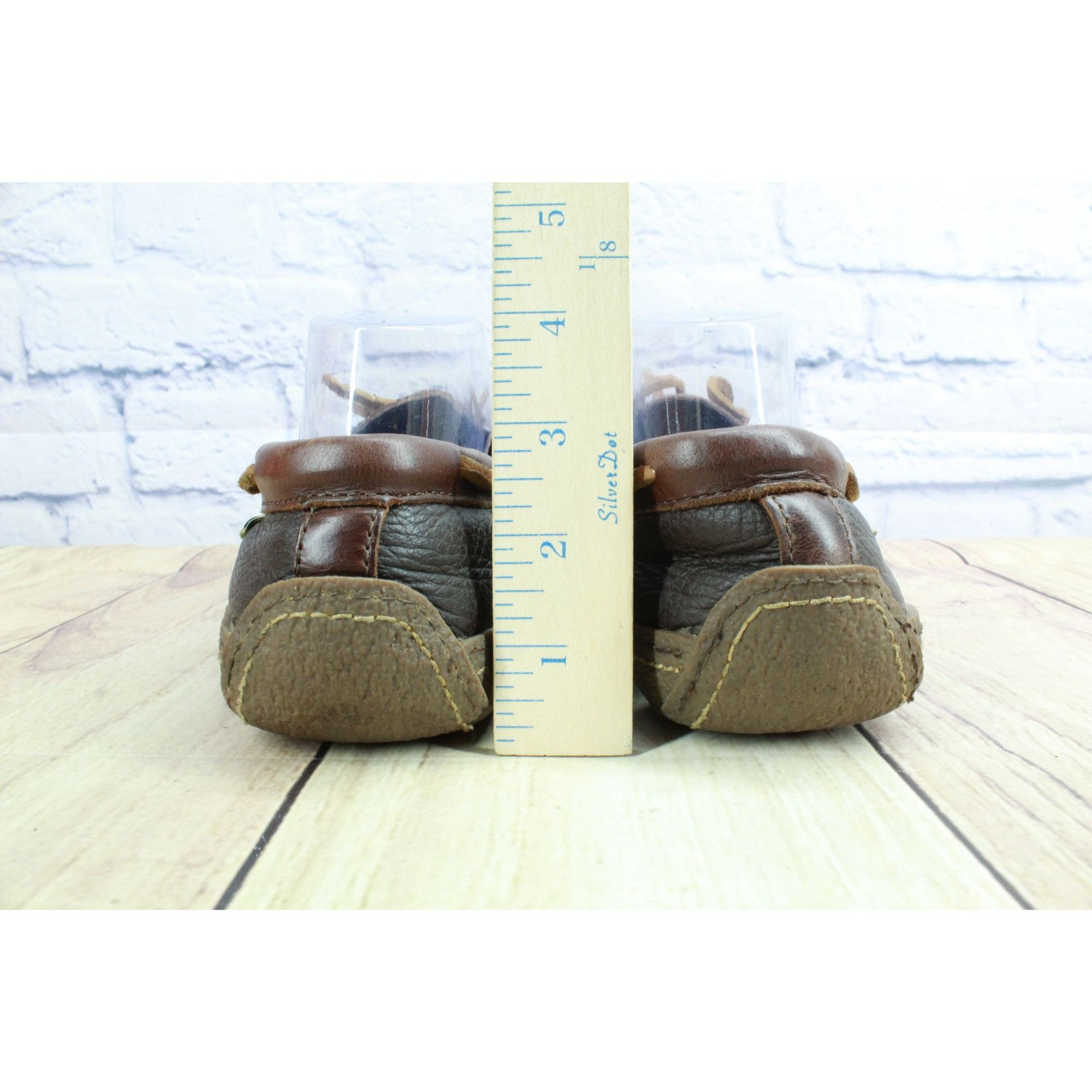 L.L. Bean LL Bean Brown Leather Flannel Lined Moccasin Slippers Size US 10 / EU 43 - 6 Thumbnail