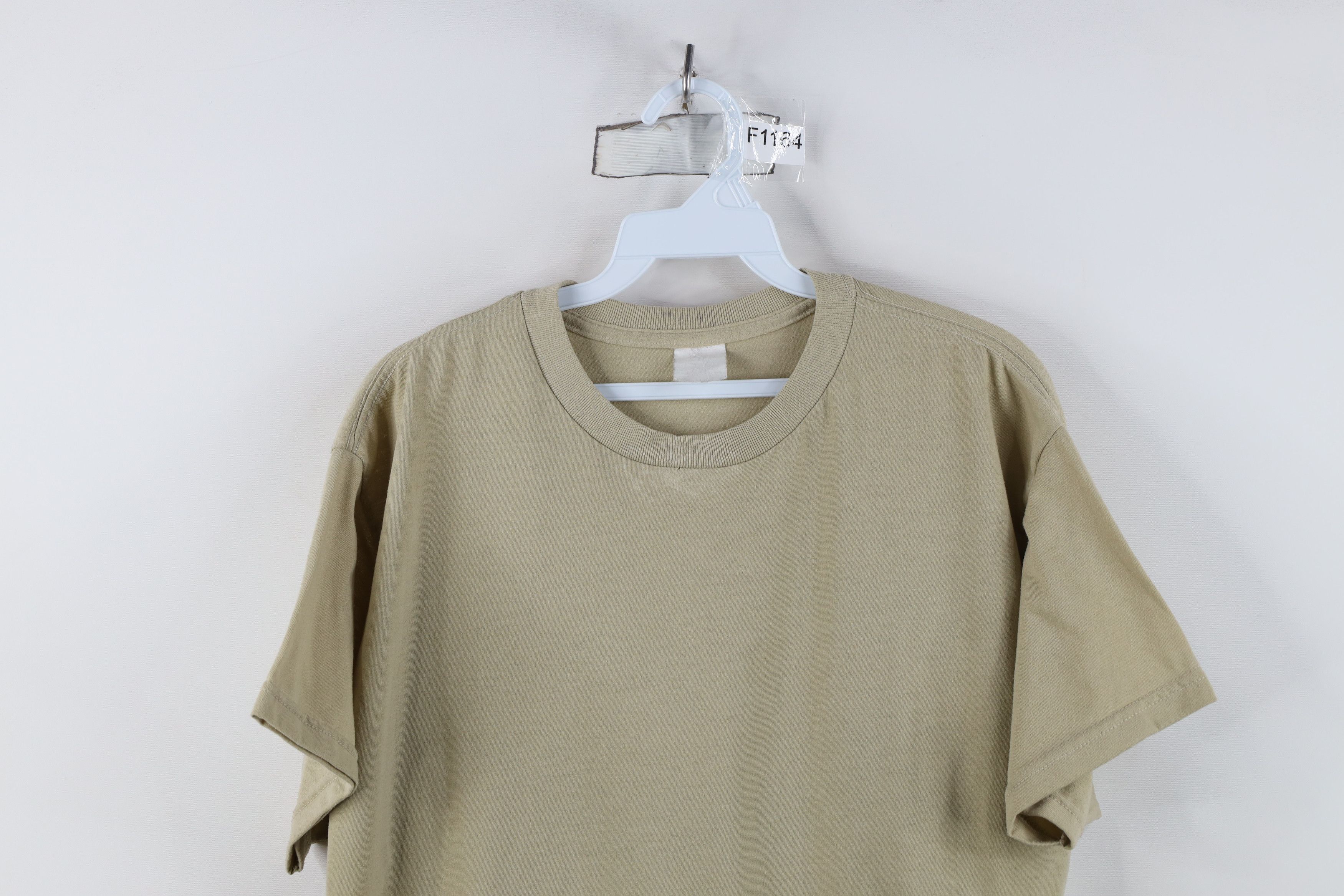 Vintage Vintage 90s Streetwear Blank Knit Short Sleeve T-Shirt Tan Size US L / EU 52-54 / 3 - 2 Thumbnail