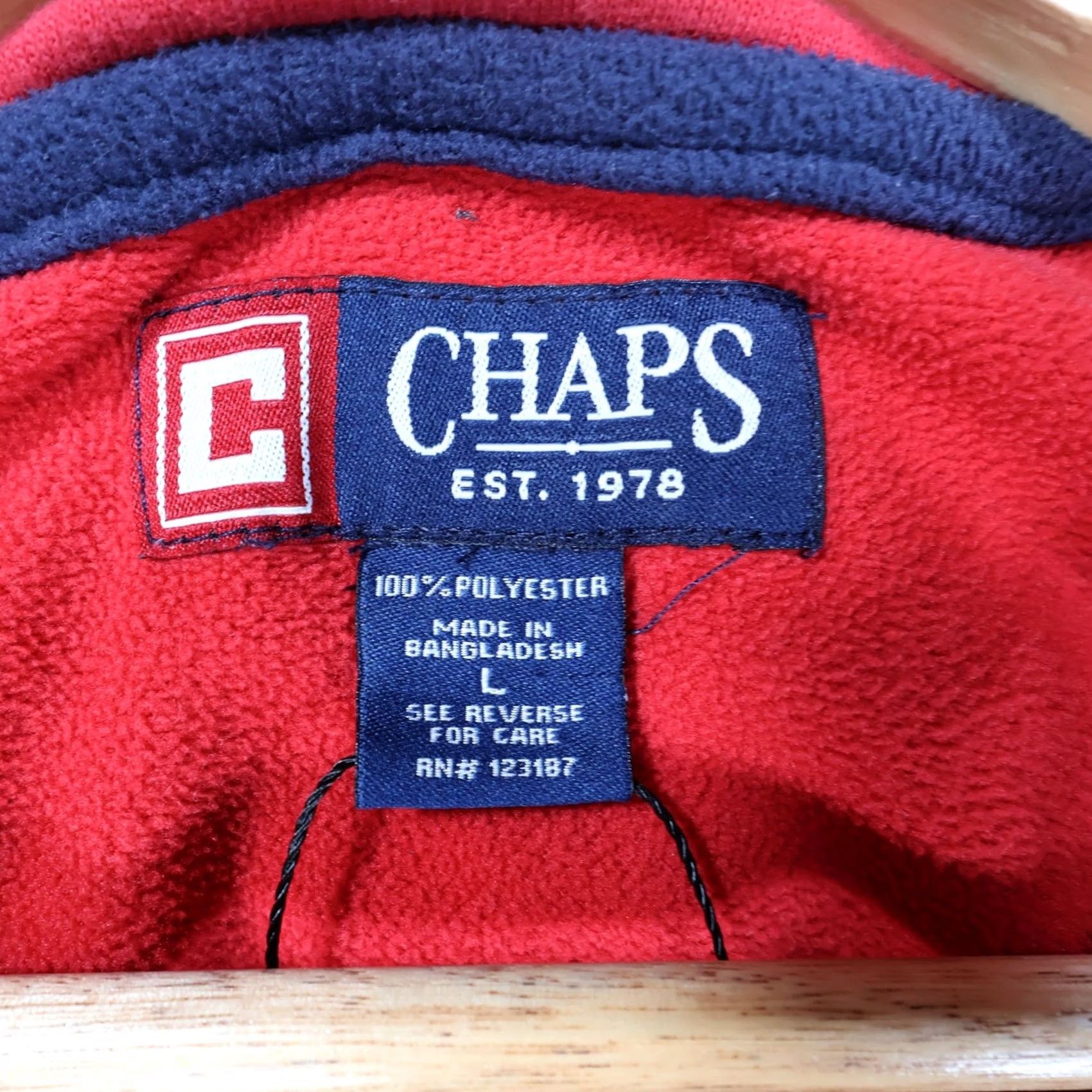 Chaps Chaps Fleece Pullover Mens Large Red V-Neck Long Sleeve Solid Size US L / EU 52-54 / 3 - 7 Thumbnail