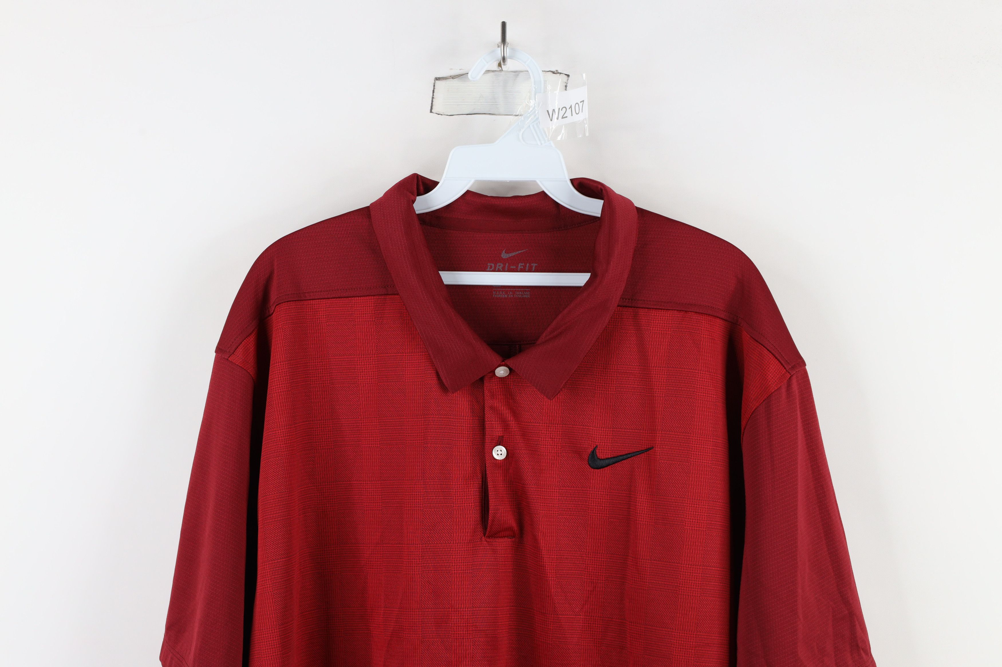Nike × Vintage Nike Check Plaid Short Sleeve Collared Golf Polo Shirt Red Size US XXL / EU 58 / 5 - 2 Thumbnail