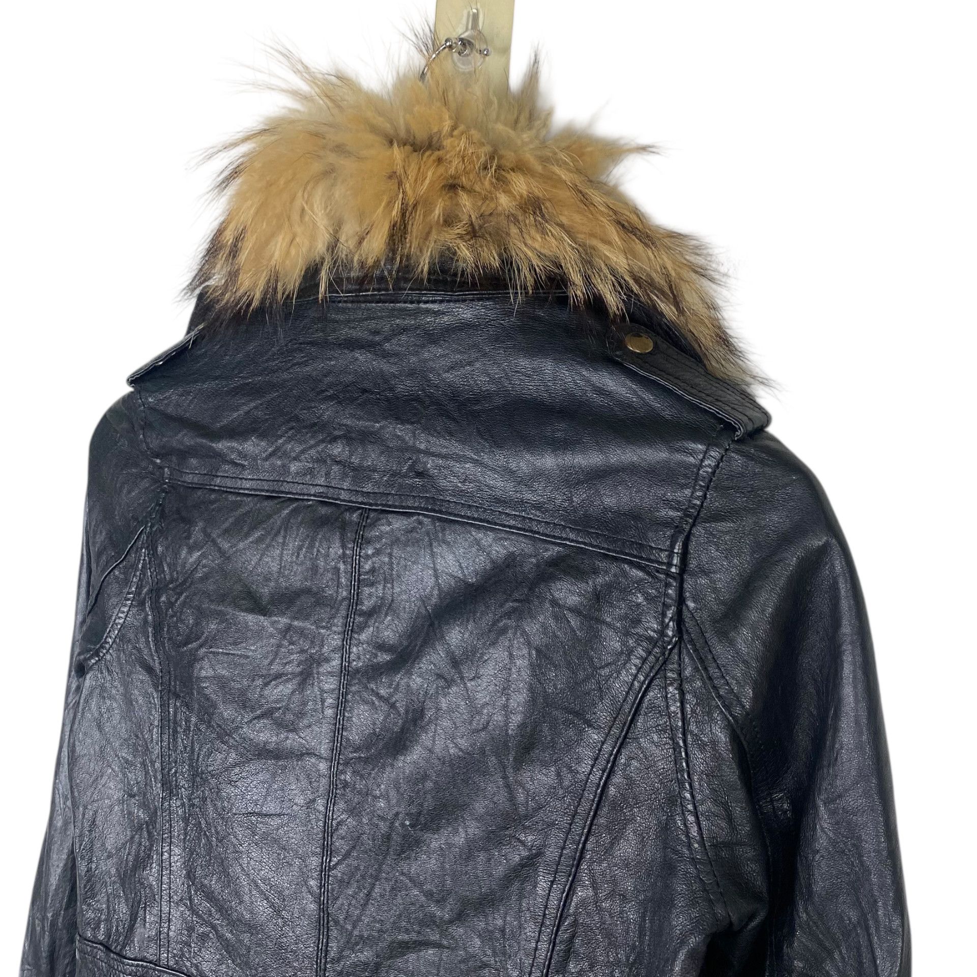 If Six Was Nine 💥 GOA ARCHIVES RACOON FUR LEATHER BIKER JACKET Size XS / US 0-2 / IT 36-38 - 9 Thumbnail
