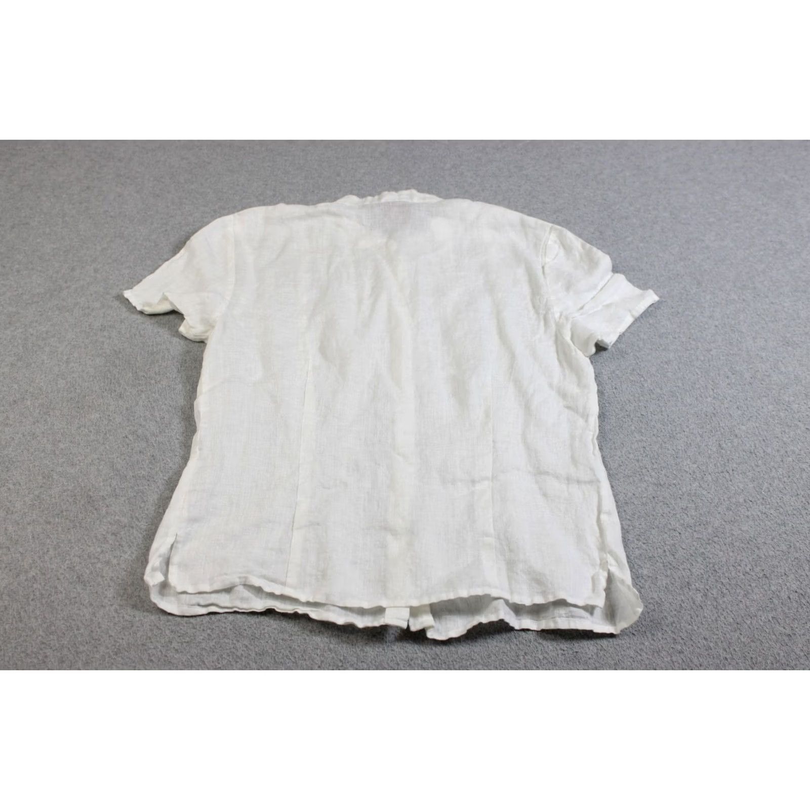 Vintage Sundance Linen Shirt Women 10 White Short Sleeve Button Pleated Boho Coastal Size L / US 10 / IT 46 - 2 Thumbnail