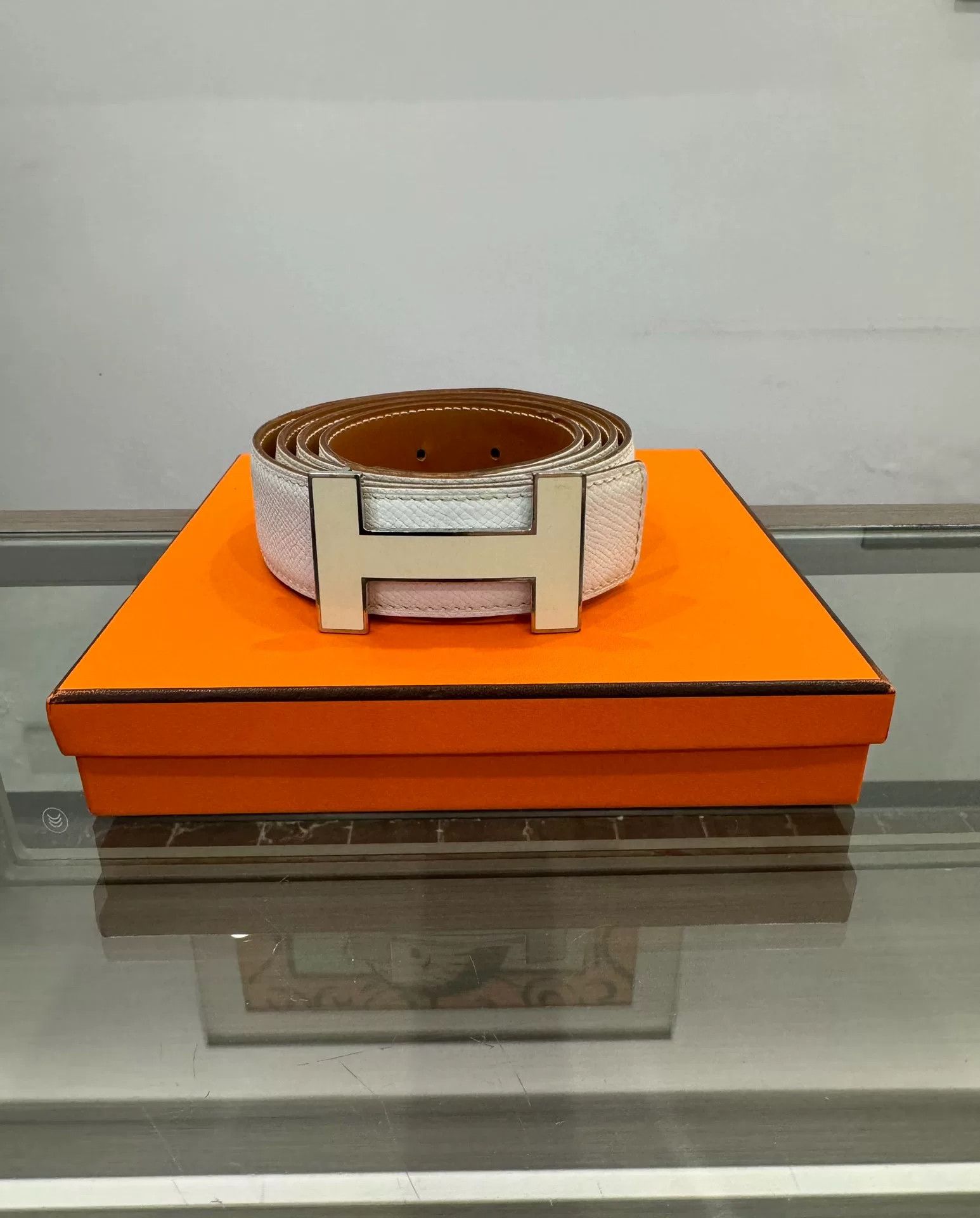 Hermes Hermes Men's White Brown H Buckle Belt Size ONE SIZE - 1 Thumbnail
