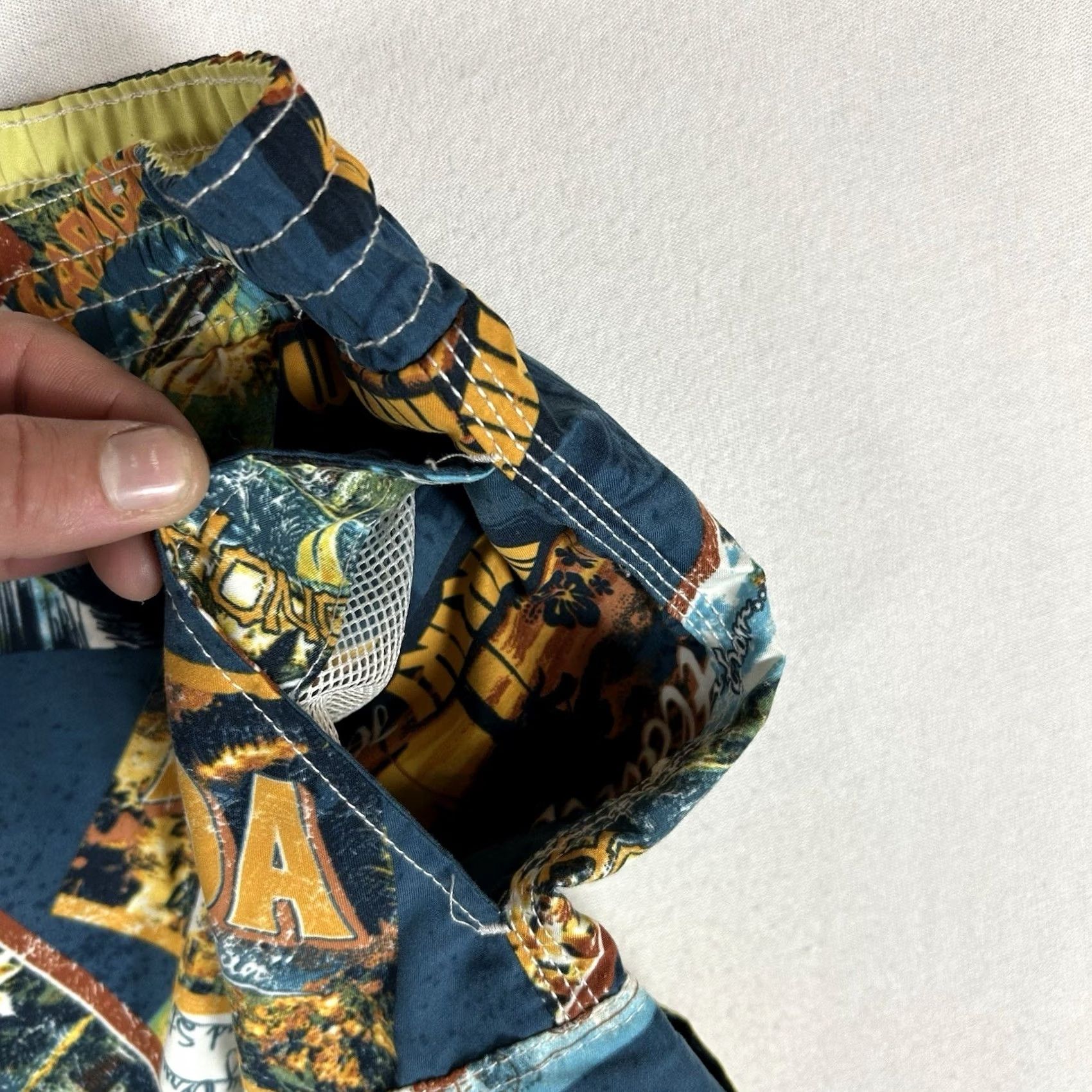 Vintage Caribbean Joe Swim Trunks Men's XXL All Over Print Hawaiian Drawstring Pockets Size ONE SIZE - 5 Thumbnail