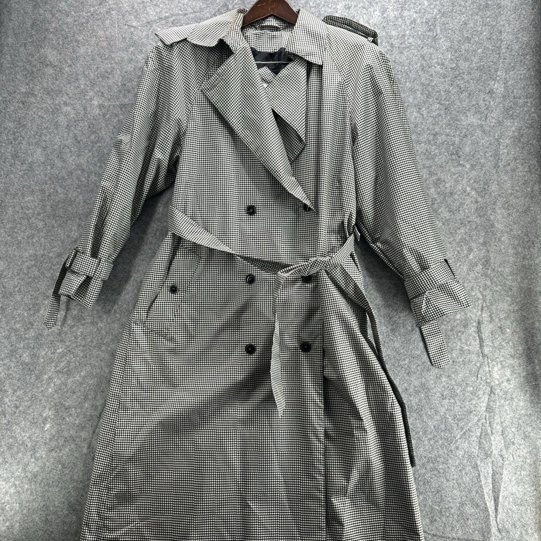 Vintage VINTAGE Fleet Street Coat Womens 12 Buttoned Trench y2k Long Lightweight Black Polyester Softshell Plaid Pleated Buttoned Rain Jacket Shirt Size XL / US 12-14 / IT 48-50 - 2 Thumbnail