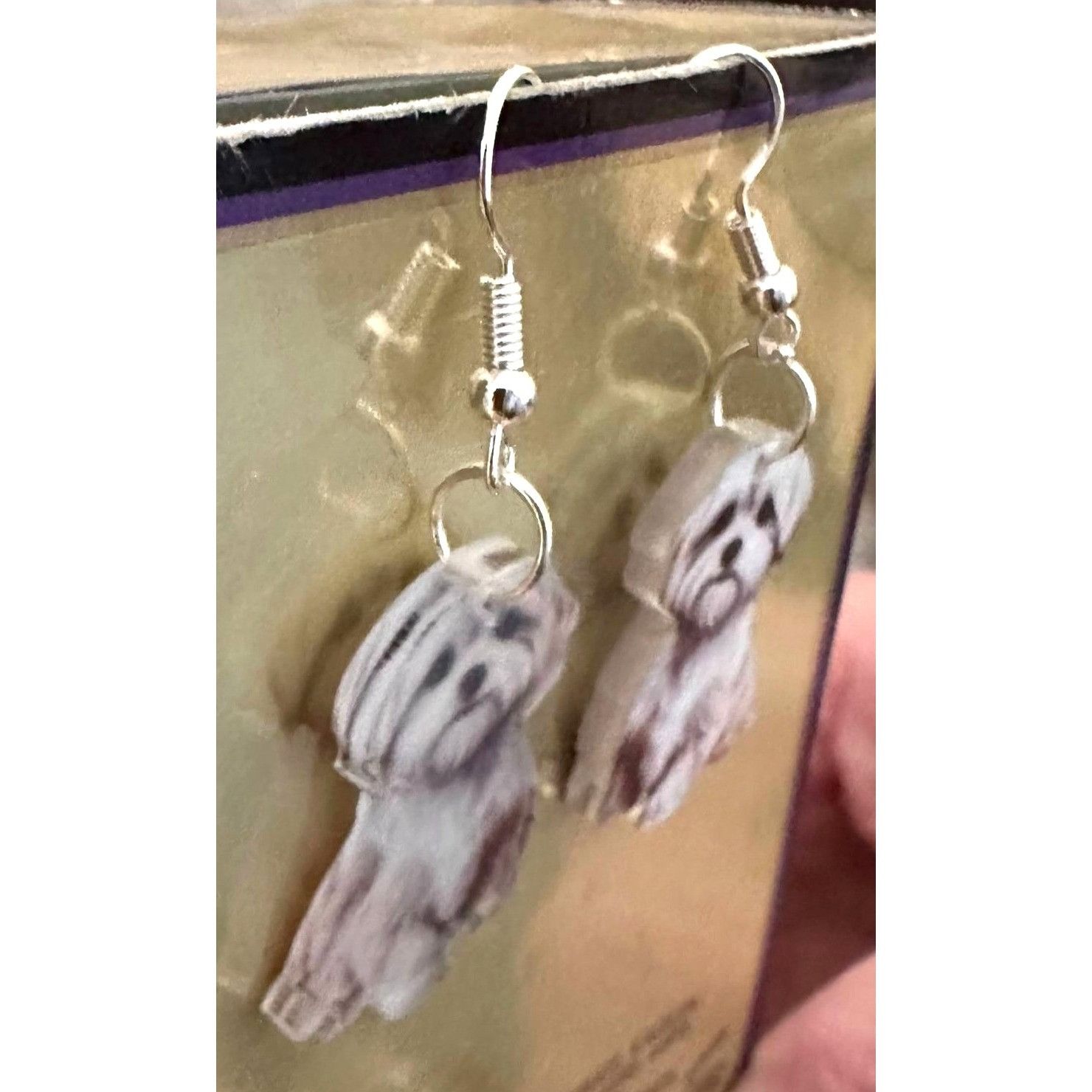 Handmade Bichon Frise Earrings New Dangle Hooks Double Sided Fluffy W Size ONE SIZE - 11 Thumbnail