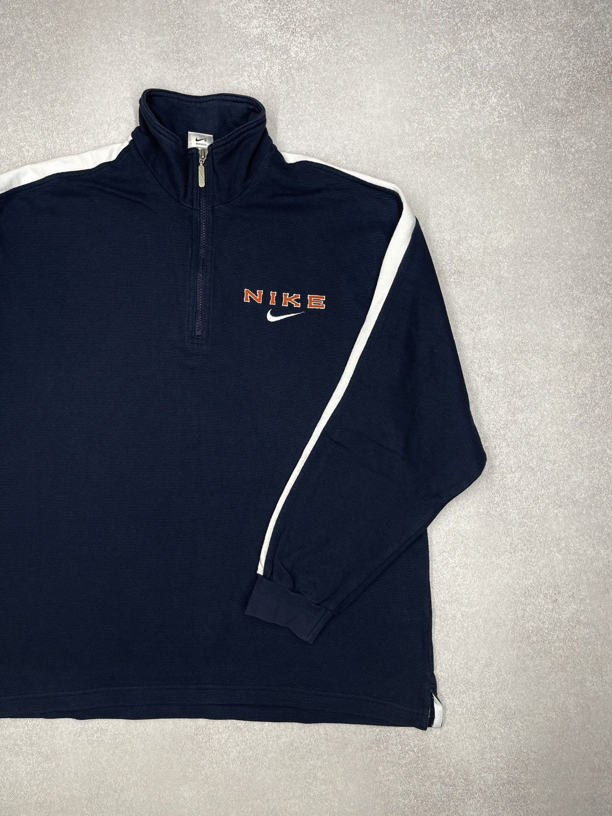 Vintage Nike 1/4 Half Zip Sweatshirt Navy Double Logo Y2K
