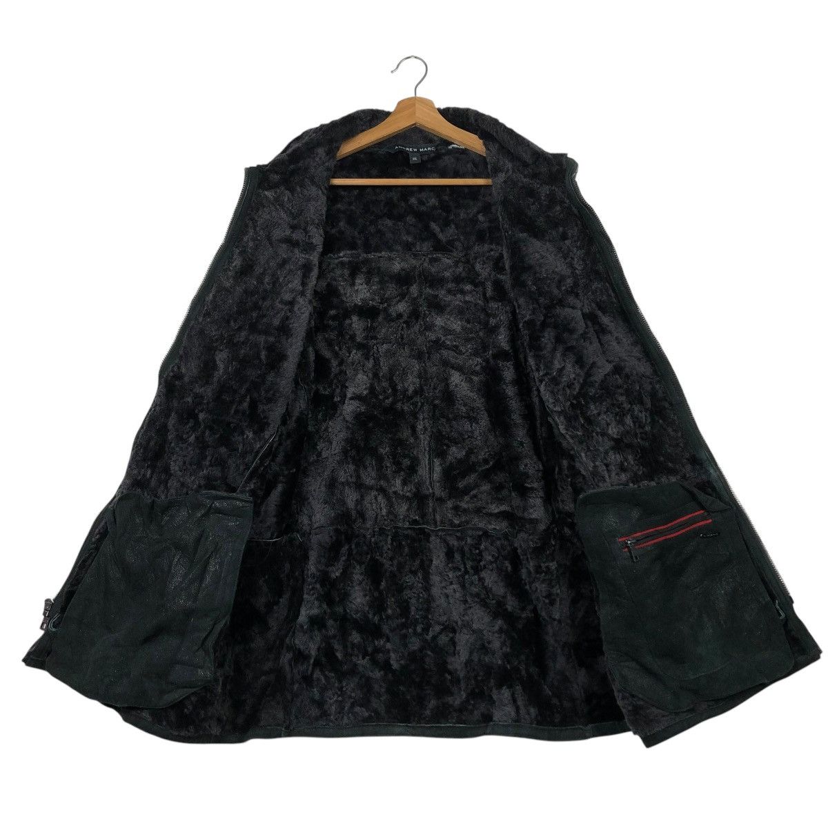 Andrew Marc 🔥VINTAGE LEATHER JACKET ANDREW MARC LAMB FUR BLANKET Size US XXL / EU 58 / 5 - 13 Thumbnail