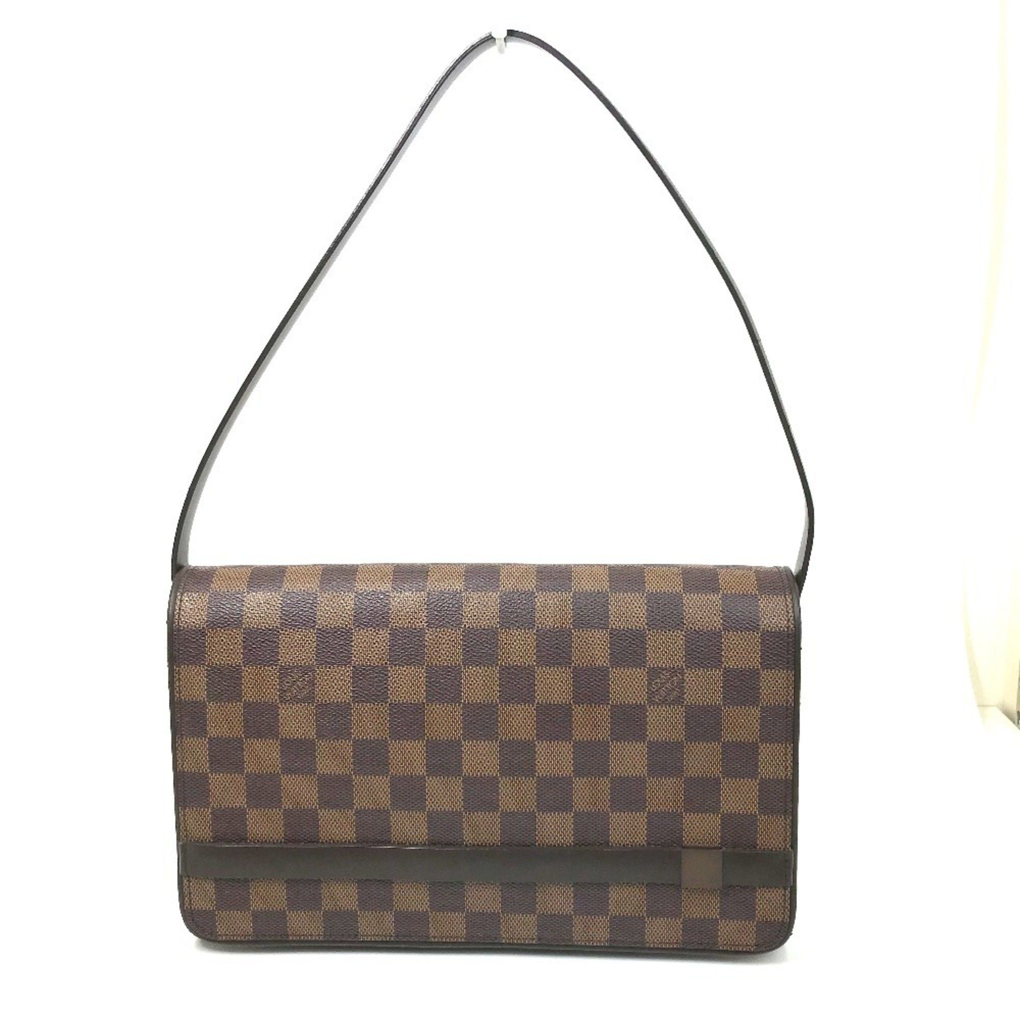 LOUIS VUITTON N51160 Damier Tribeca Long Short Strap Shoulder Bag Canvas Women's Ebene Brown