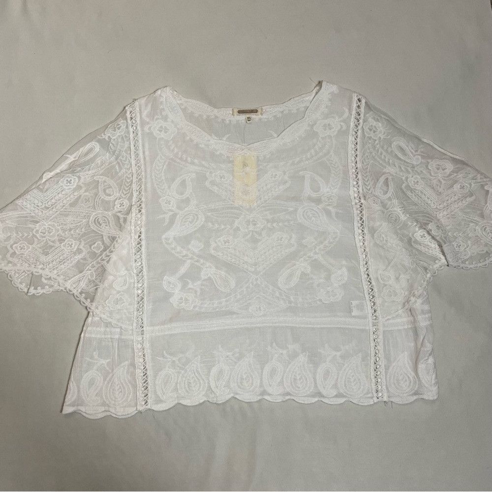 Other NWT New Amber Skies White Embroidered Boho Top Size XL Size XL / US 12-14 / IT 48-50 - 6 Thumbnail