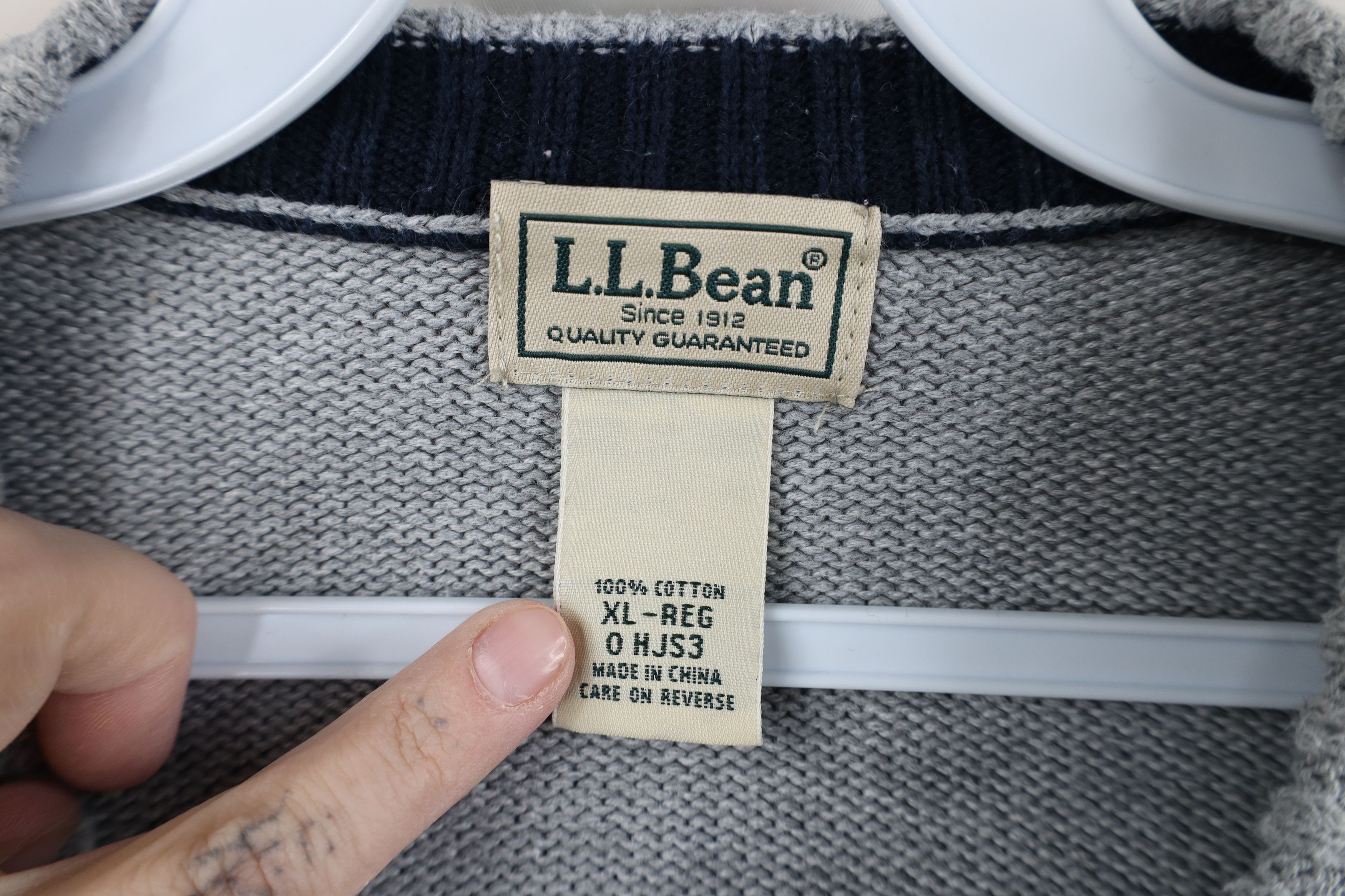 L.L. Bean Vintage 90s LL Bean Blank Cotton Knit Crewneck Sweater Gray Size US XL / EU 56 / 4 - 7 Thumbnail