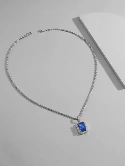 High Sport x Jewelry Retro Punk Rhinestone Stainless Steel Chain in Silver, Men's