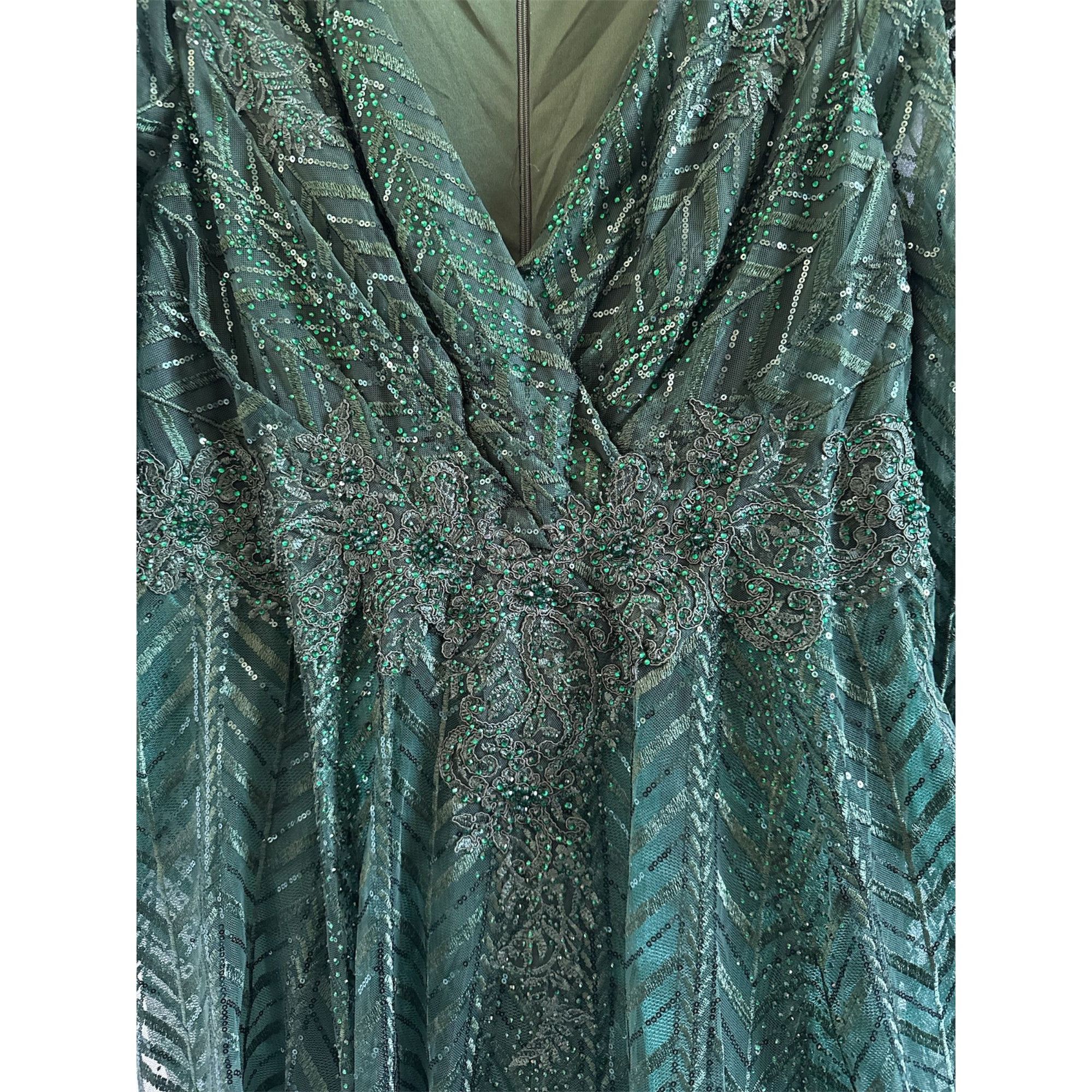 Mac Duggal NWT MAC DUGGAL 20399 Long Sleeve Midi Party Dress Wrap Over Size XL / US 12-14 / IT 48-50 - 8 Thumbnail