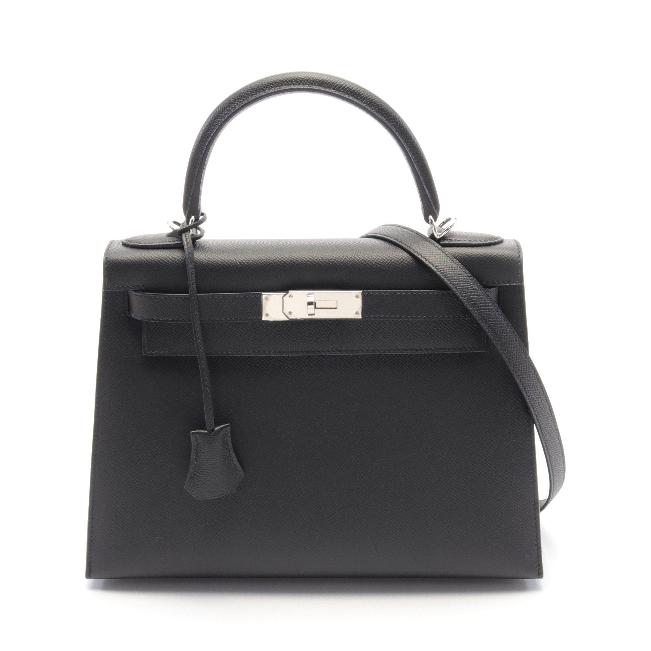 Hermes Hermes Kelly28 Handbag Veau Epsom Black Silver Hardware Outside Sewing Z Stamp Size ONE SIZE - 1 Thumbnail