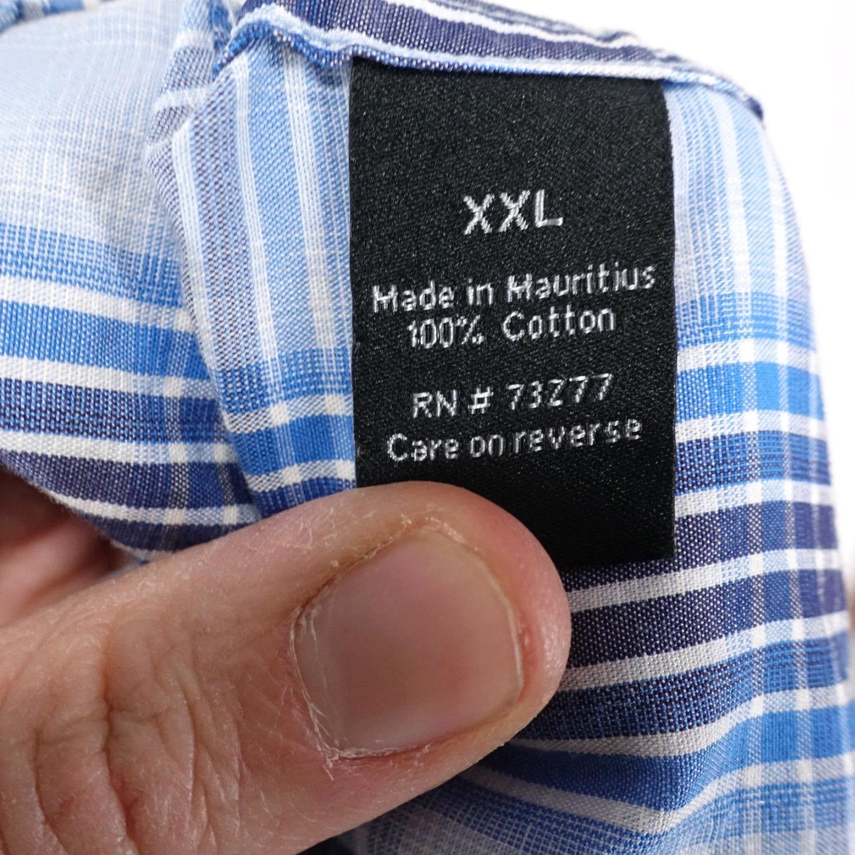 Apt. 9 APT.9 Shirt Mens 2XL Blue Plaid Short Sleeve Slim Fit Button Front Cotton Size US XXL / EU 58 / 5 - 7 Thumbnail