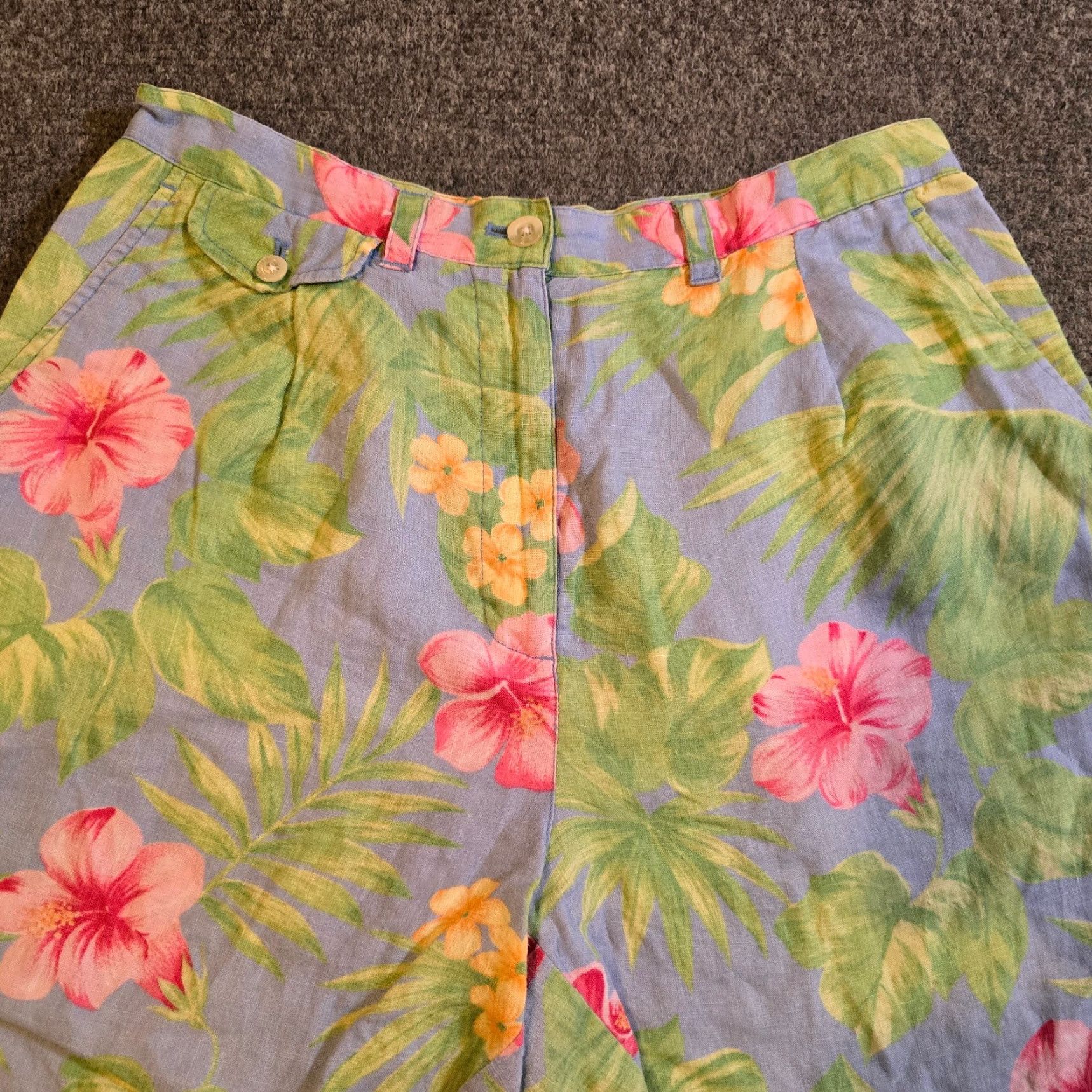 Ralph Lauren Lauren Ralph Lauren Short Womens Size 8 Blue Tropical Floral Linen High Waist Chino Pocketed 6 Inseam Vintage Mens/ Womens Size 30" / US 8 / IT 44 - 3 Thumbnail