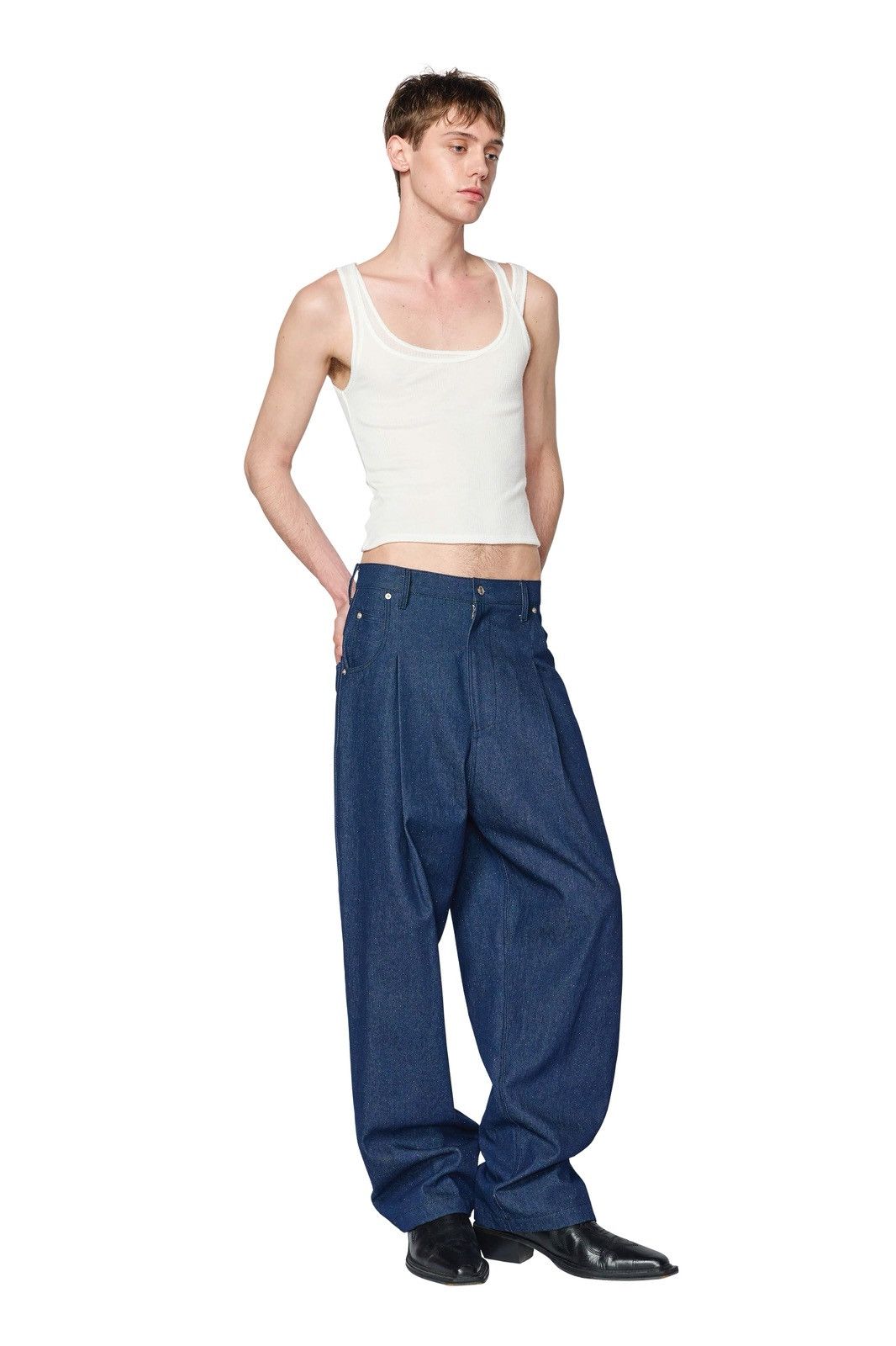 Other LABELESS Blue Glittery Tucked Denim Trousers Baggy Size 3 Size US 34 / EU 50 - 7 Thumbnail