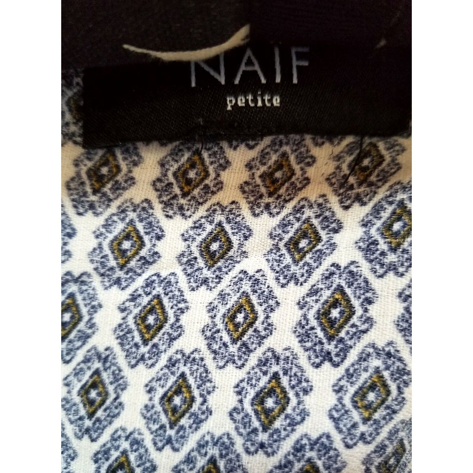 Vintage Naif Dress Petite Size PXL Navy Split Neck Shift Sleeveless Boho Style Womens Size XL / US 12-14 / IT 48-50 - 2 Thumbnail