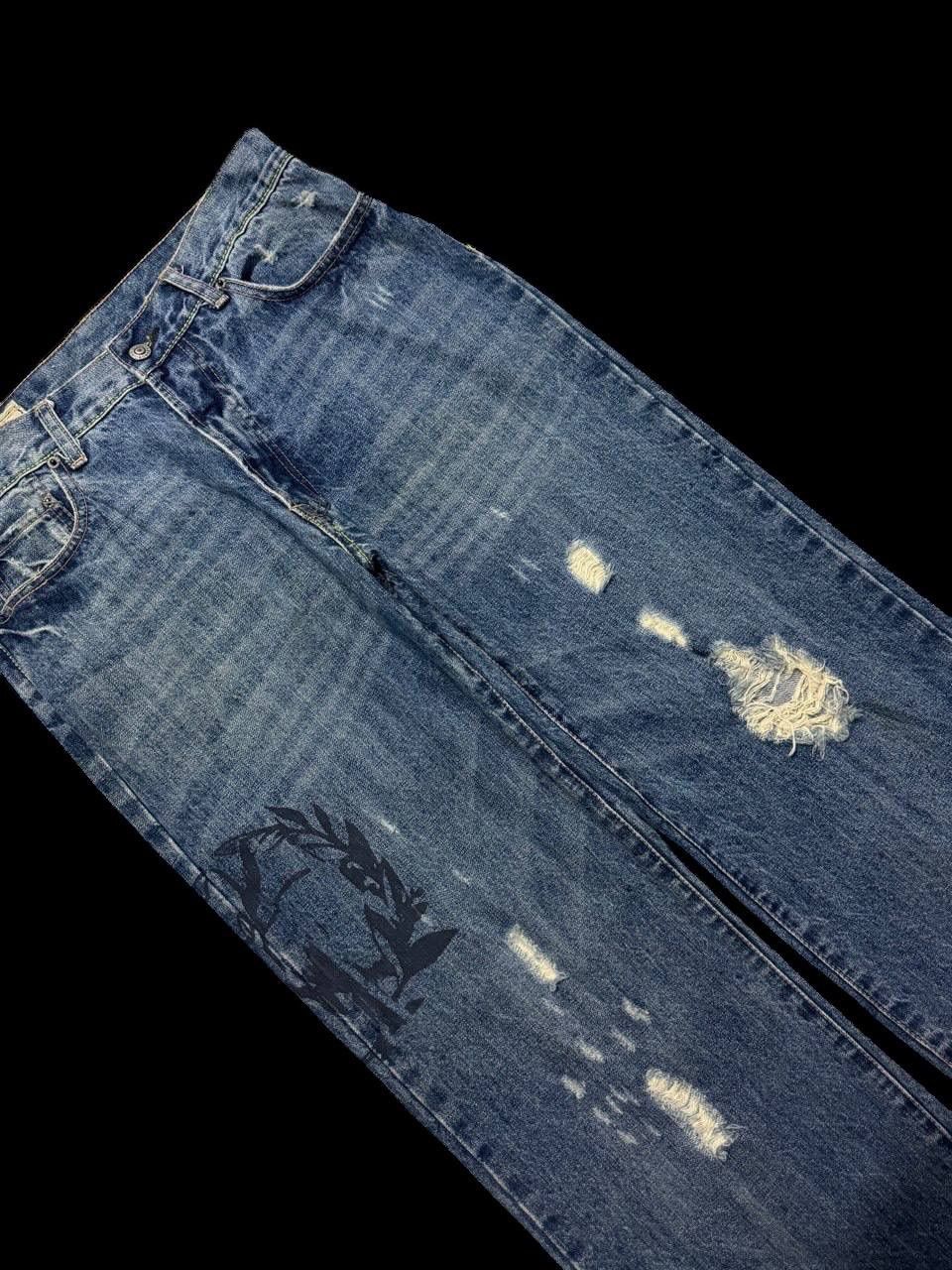 Abercrombie & Fitch BOOTCUT Sick Abrecrombie Mudwash Distress Tattoo Baggy Flare Size US 30 / EU 46 - 6 Thumbnail