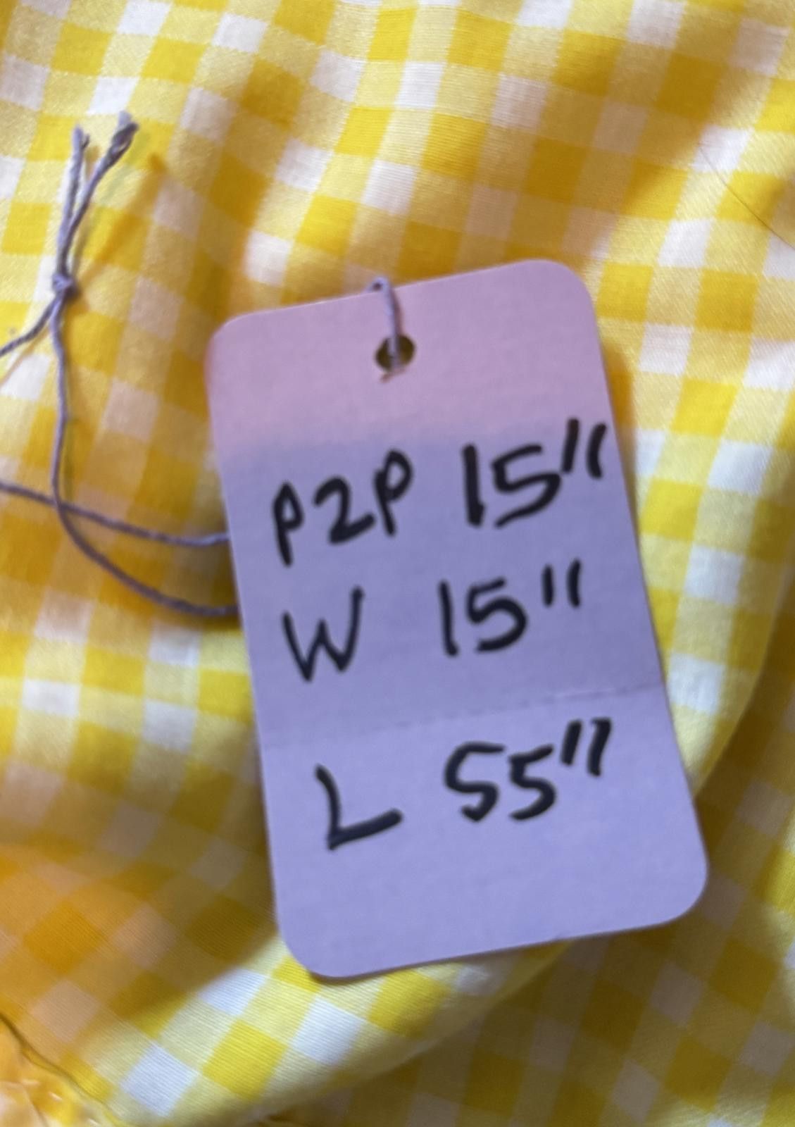 Designer Vintage Yellow Cottage-core Gingham Ruffled Pinafore Dress Size M / US 6-8 / IT 42-44 - 7 Thumbnail