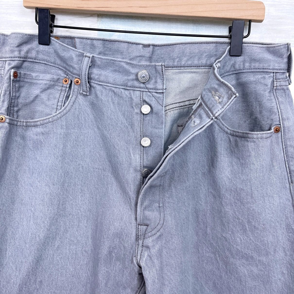 Levi's Levis 501 XX Straight Jeans Gray Button Fly Rigid Mens 34x32 Size US 34 / EU 50 - 3 Thumbnail