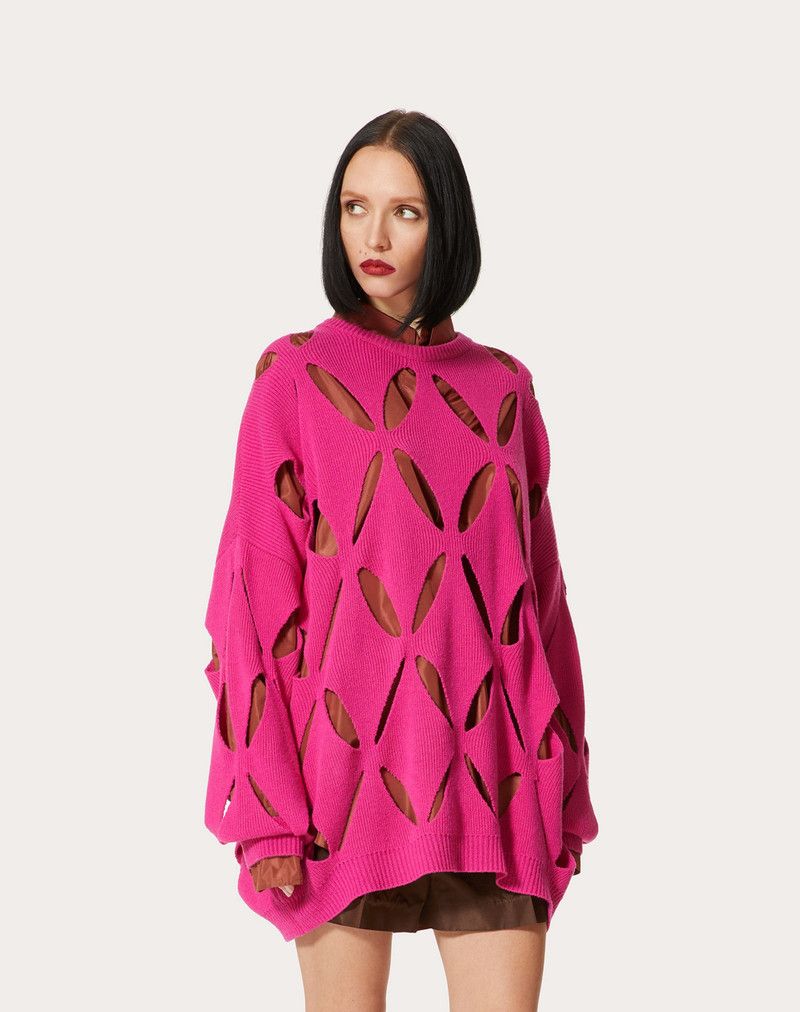 Valentino o1y0326 Crewneck Sweater in Fuchsia Size S / US 4 / IT 40 - 2 Thumbnail